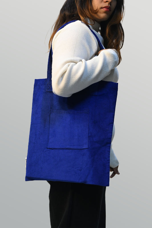 Royal Blue Corduroy Tote Bag