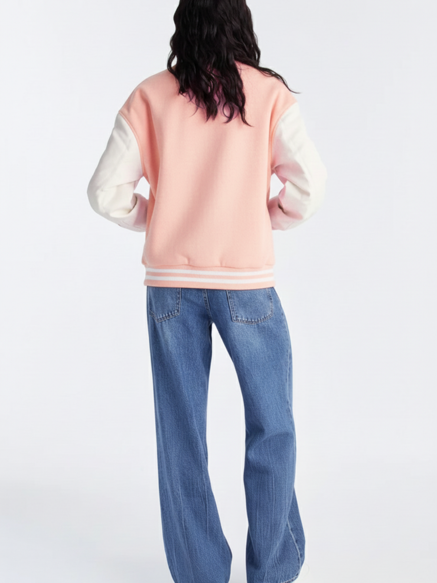 Baby Pink Varsity Jacket- U Patch