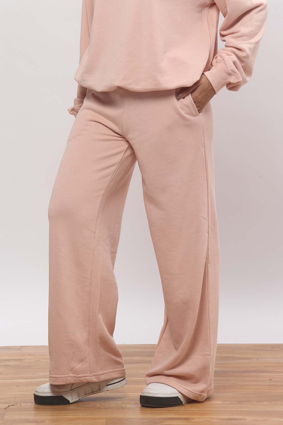 Baby Pink Half Zip Sweatshirt + Wide Leg Co-ord Set