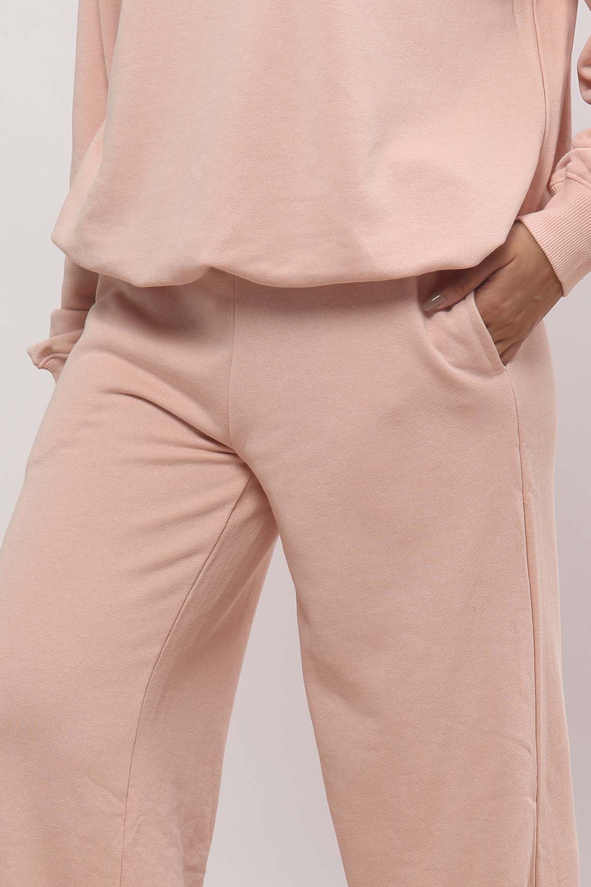 Baby Pink Half Zip Sweatshirt + Wide Leg Co-ord Set