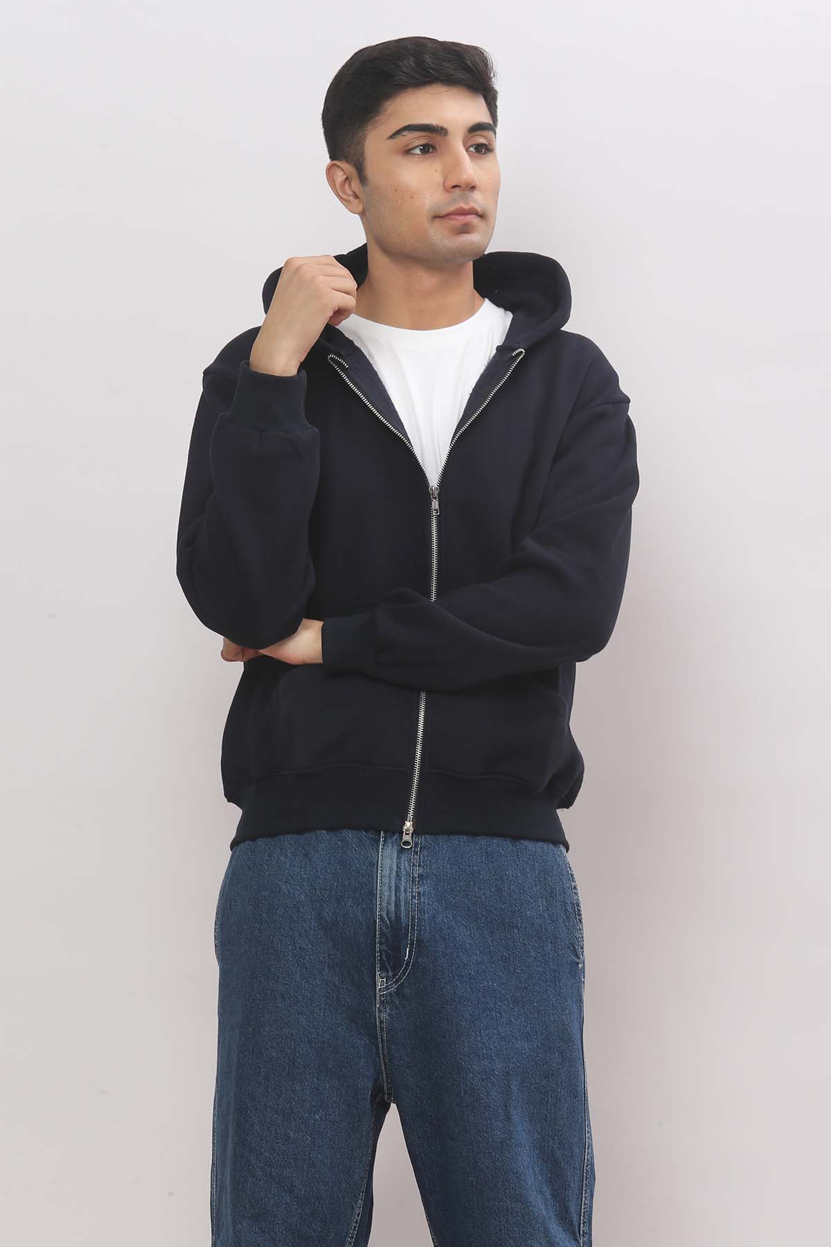 Navy Blue Zip Hoodie