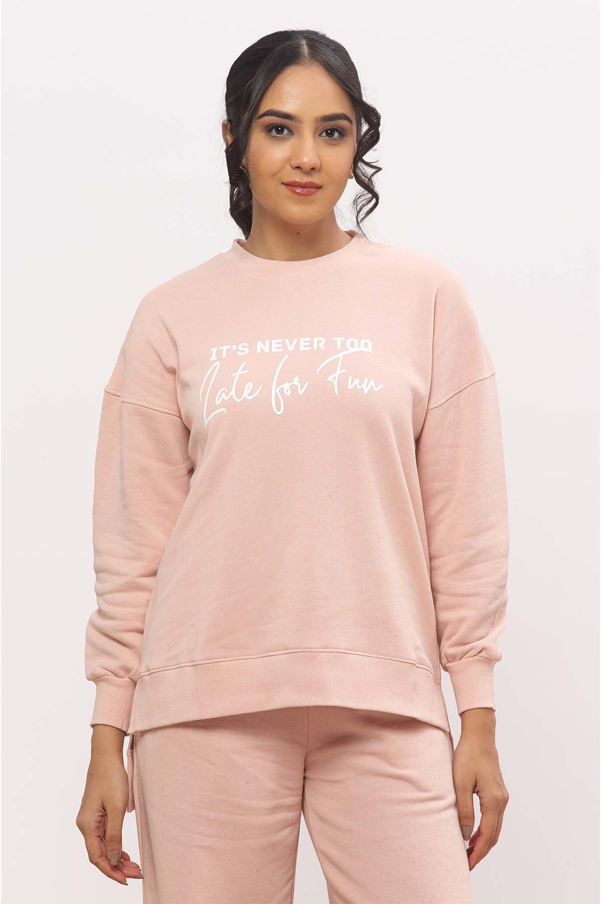 Baby Pink Sweatshirt + Wide Leg Co-ord Set