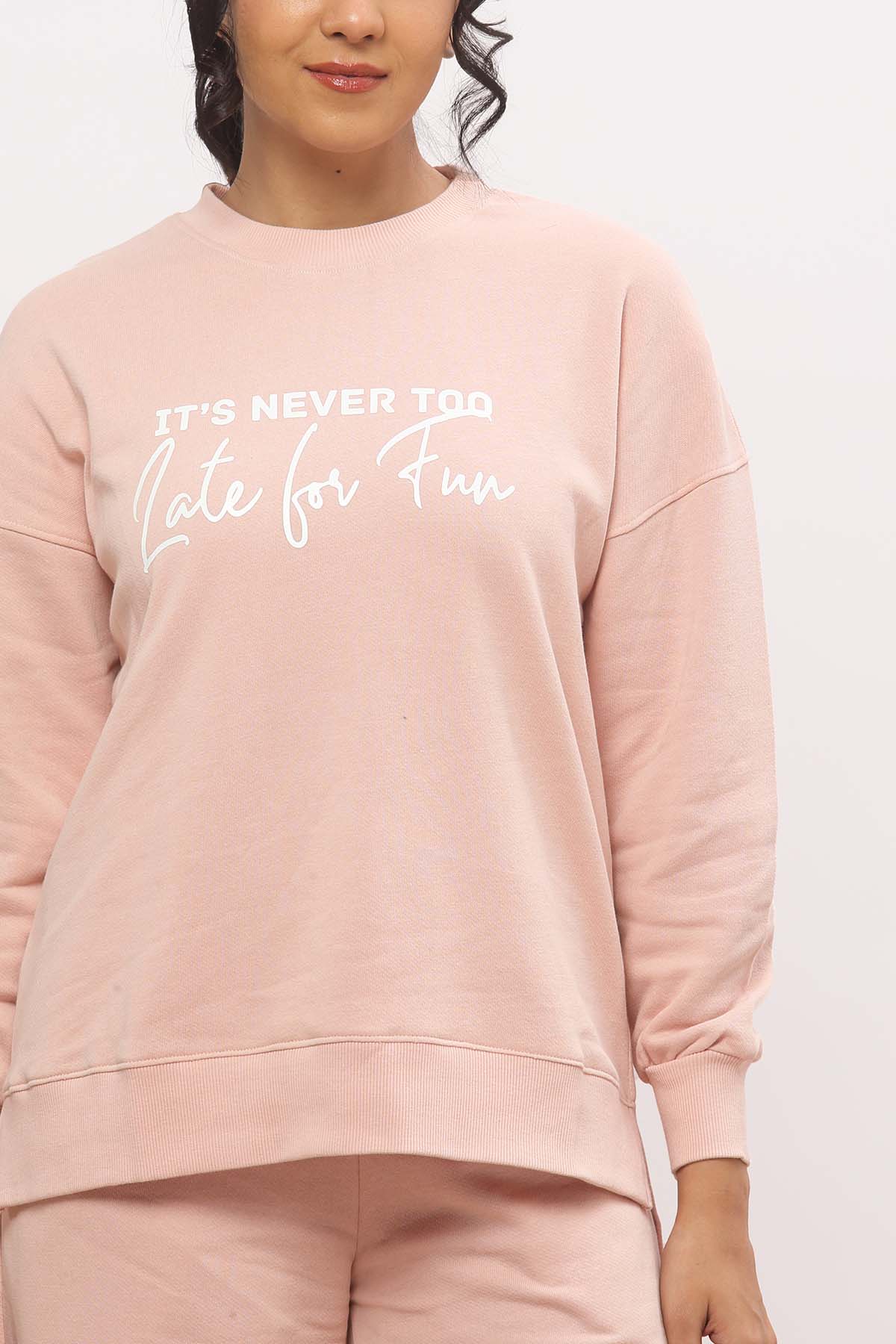 It's Never Too Late Baby Pink Oversized Sweatshirt