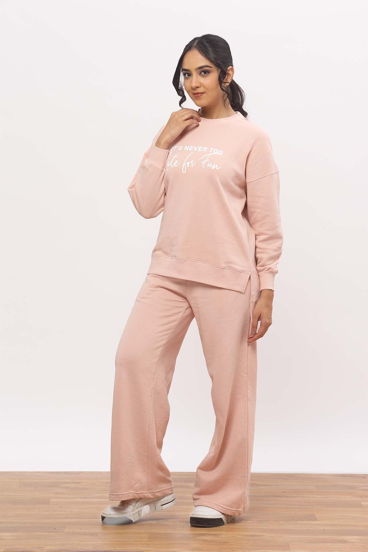 Baby Pink Sweatshirt + Wide Leg Co-ord Set