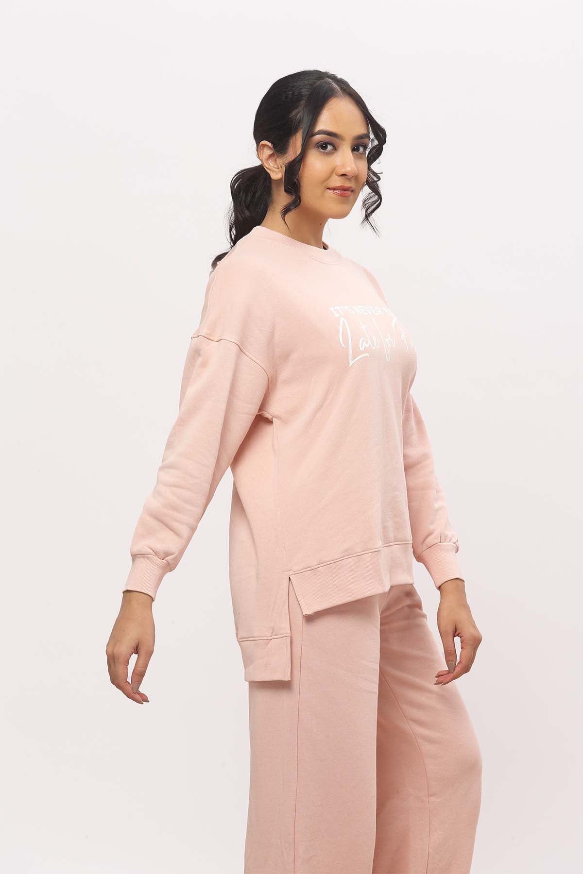 Baby Pink Sweatshirt + Wide Leg Co-ord Set