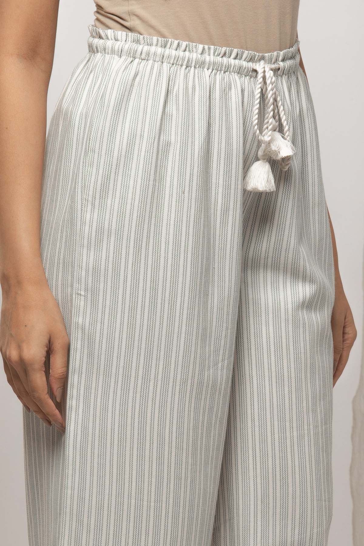 Ivory-Green Stripes Set