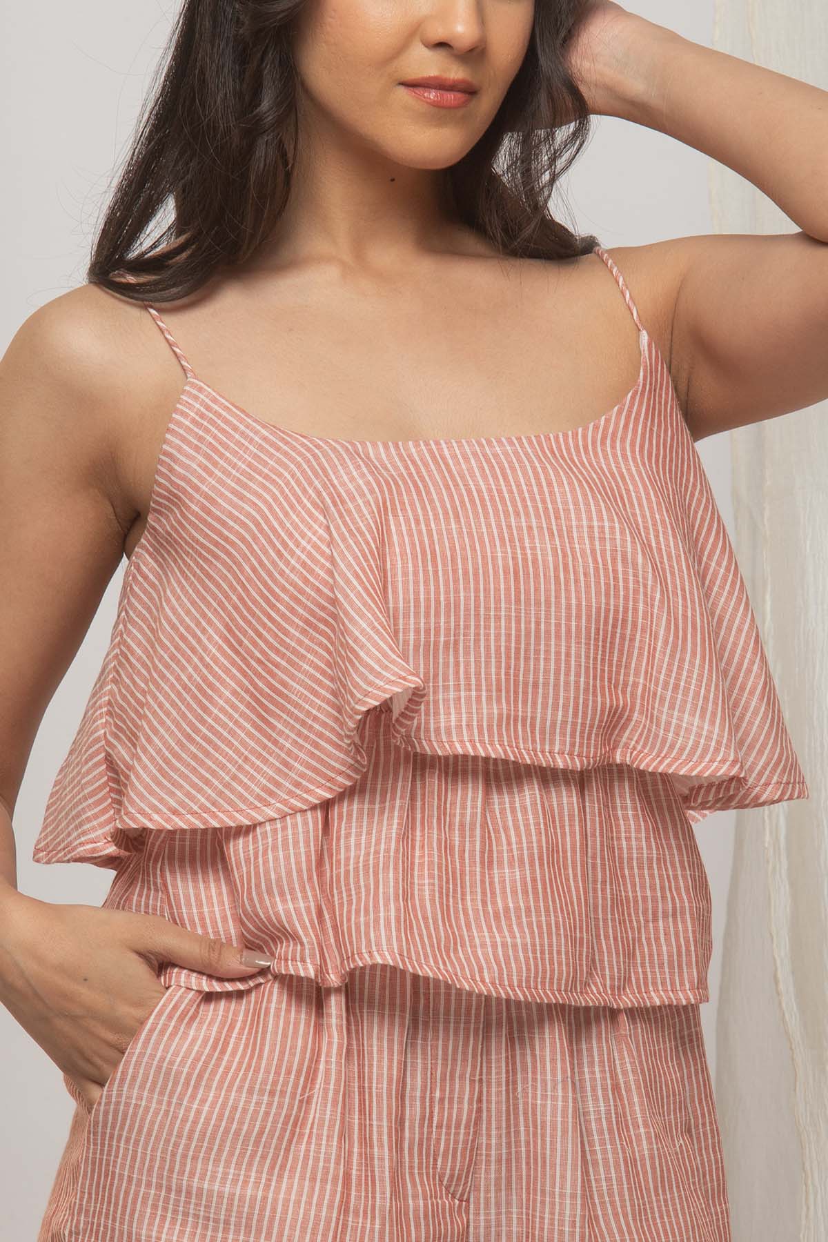 Breezy Layered Cami Set- Red