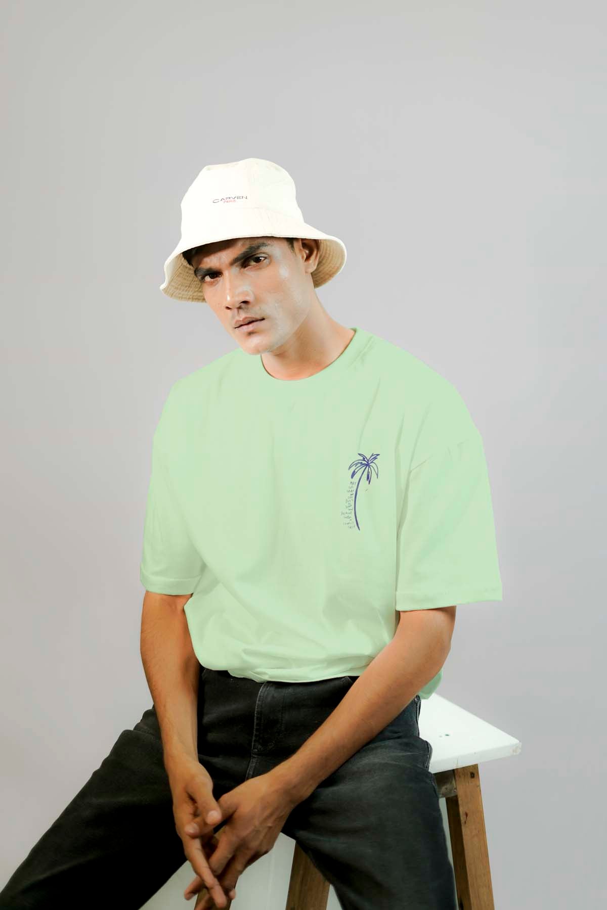 Coconut Tree Oversized T-shirt-sage Green