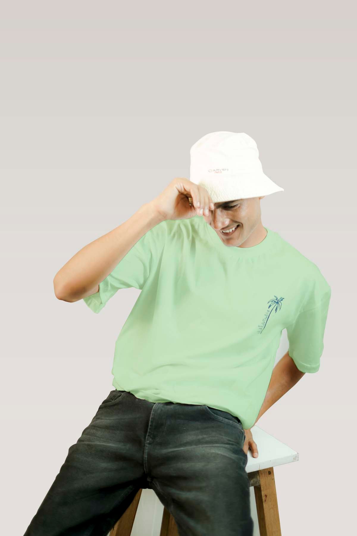 Coconut Tree Oversized T-shirt-sage Green