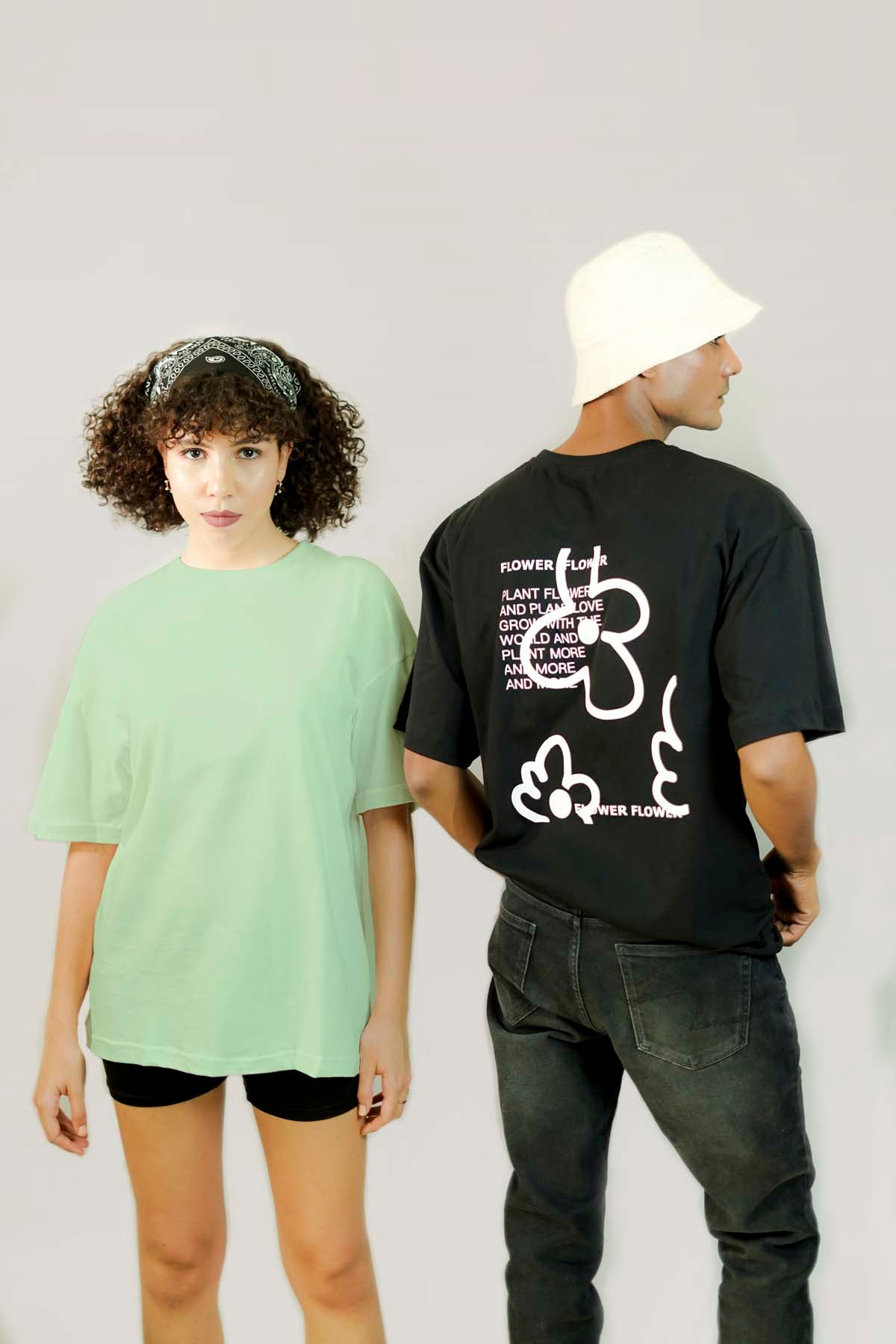 Flower Flower Oversized T-shirt-sage Green