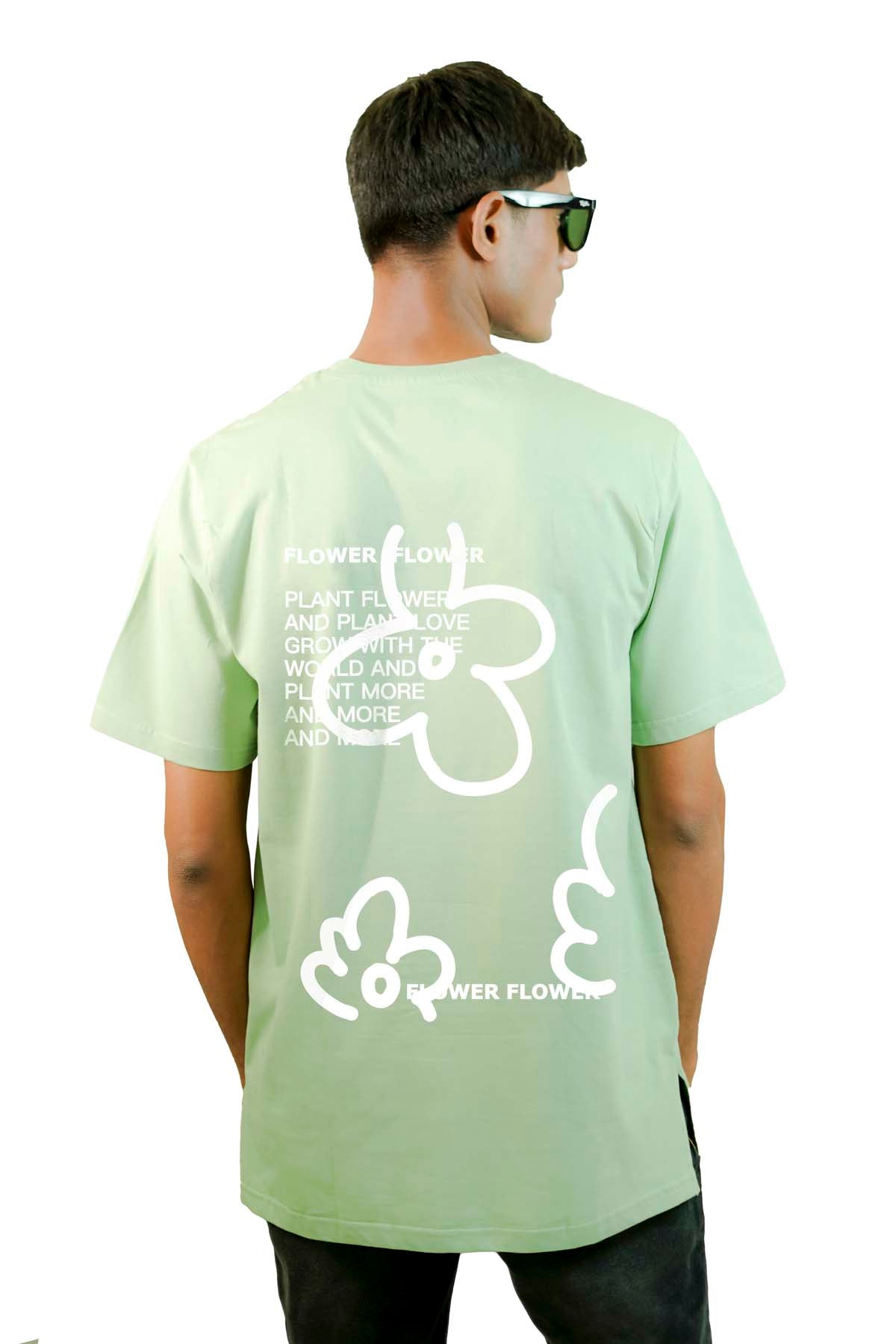 Flower Flower Oversized T-shirt-sage Green