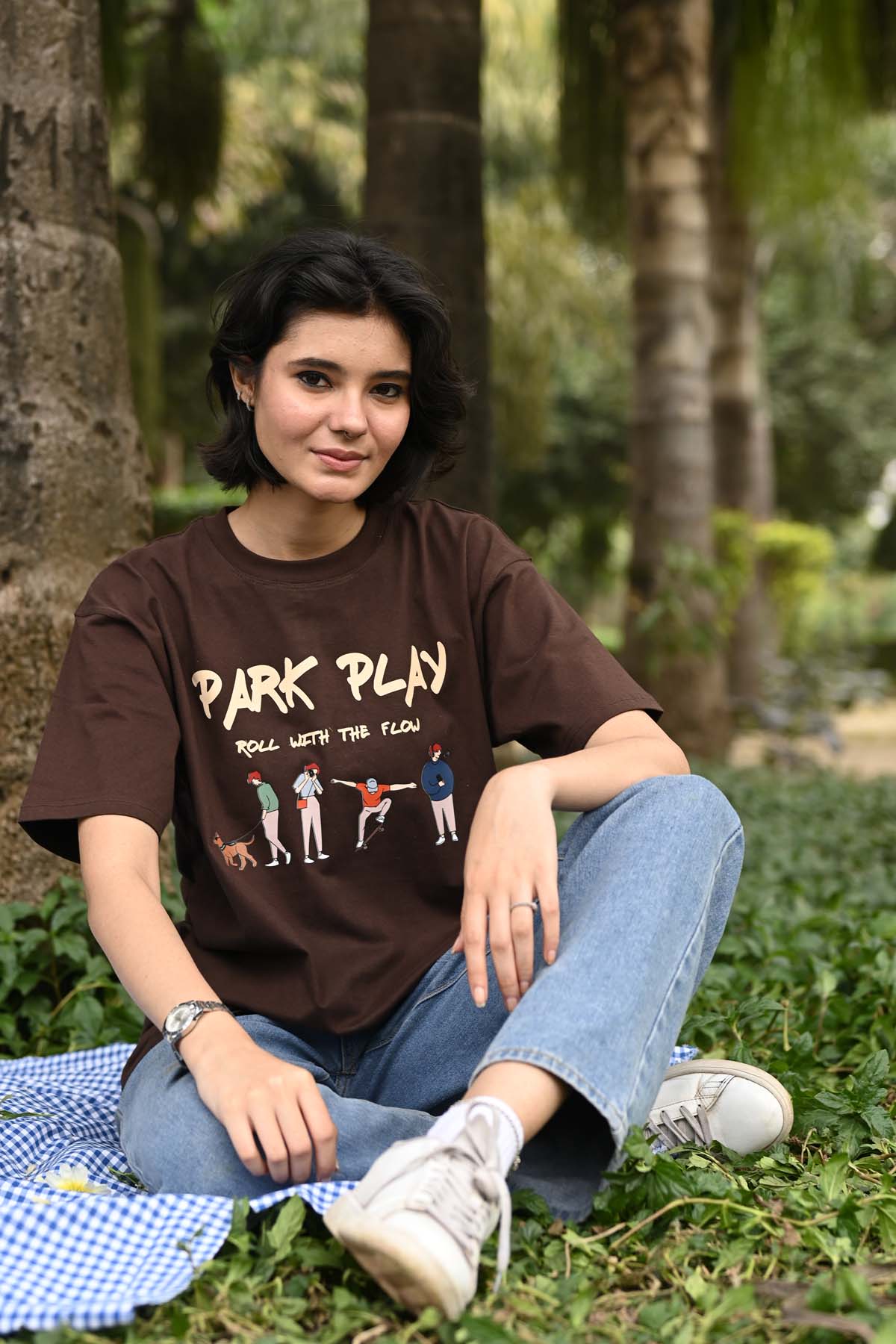 Park Play Oversized T-Shirt- Brown