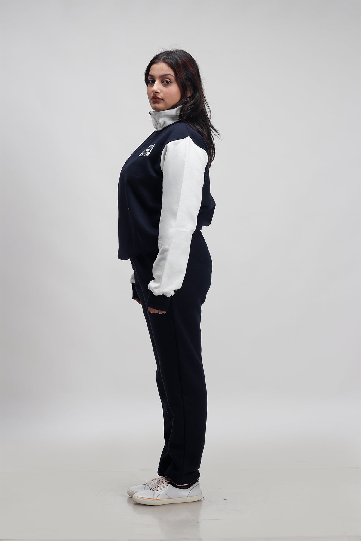 Original Blu Navy blue & White Half Zip Oversized Sweatshirt