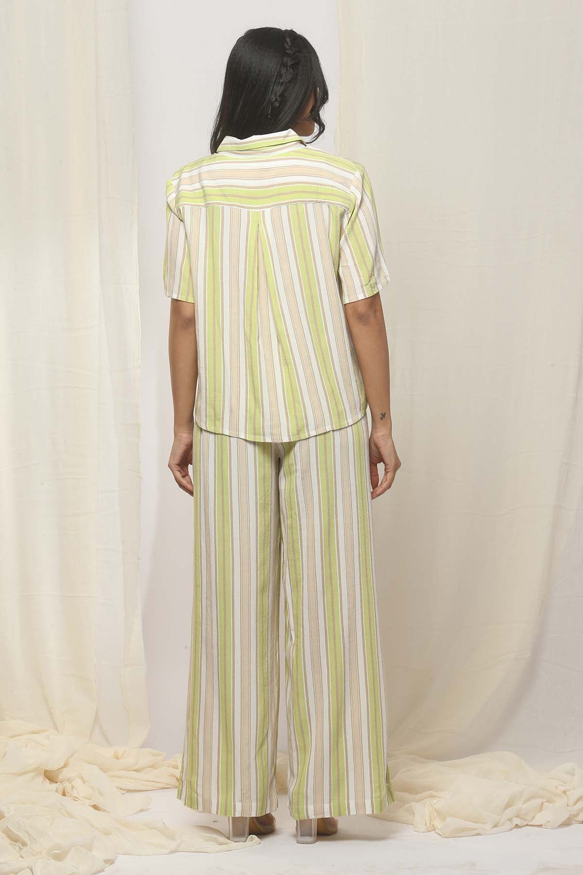 Lime Green Crinkle Stripe Set