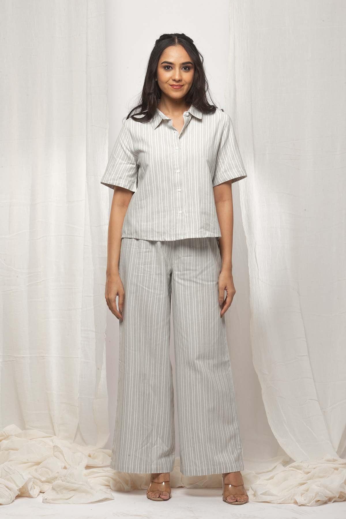 Ivory-Green Stripes Set