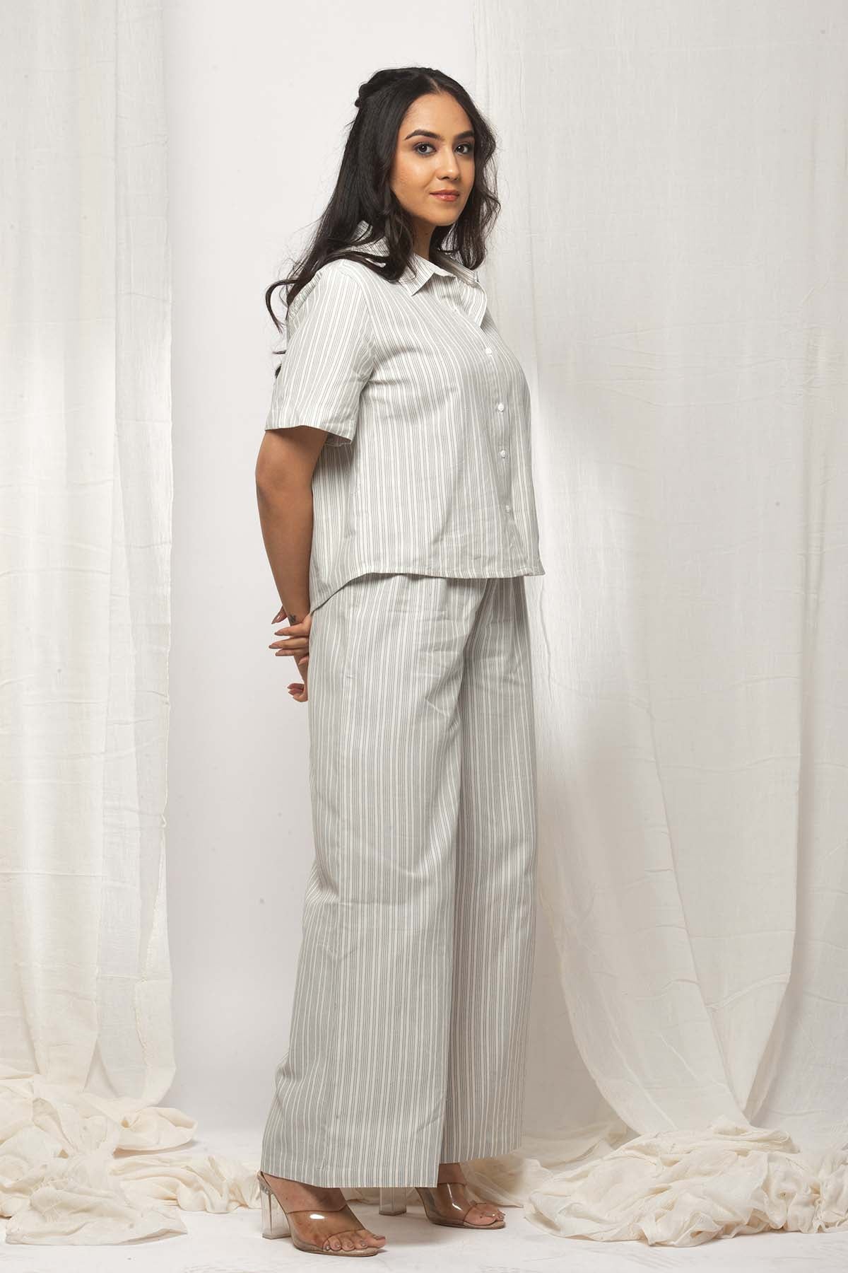 Ivory-Green Stripes Set