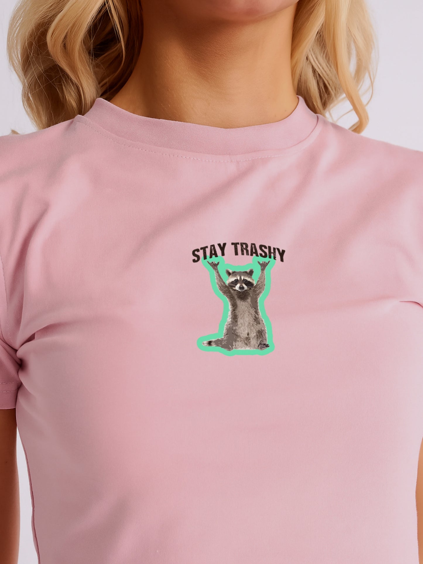 Stay Trashy Crop T-Shirt- Pink