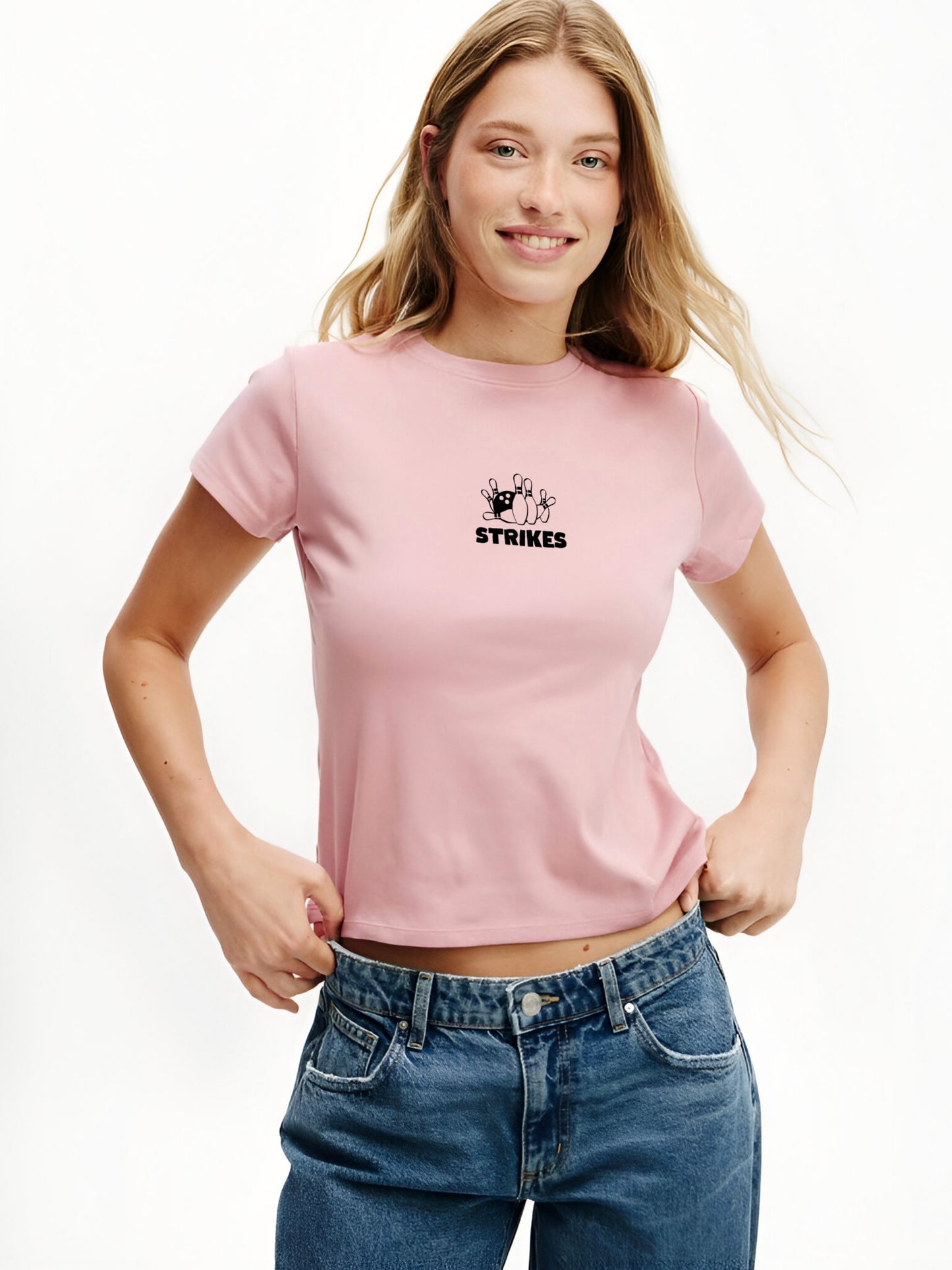 Strikes Crop T-Shirt- Pink