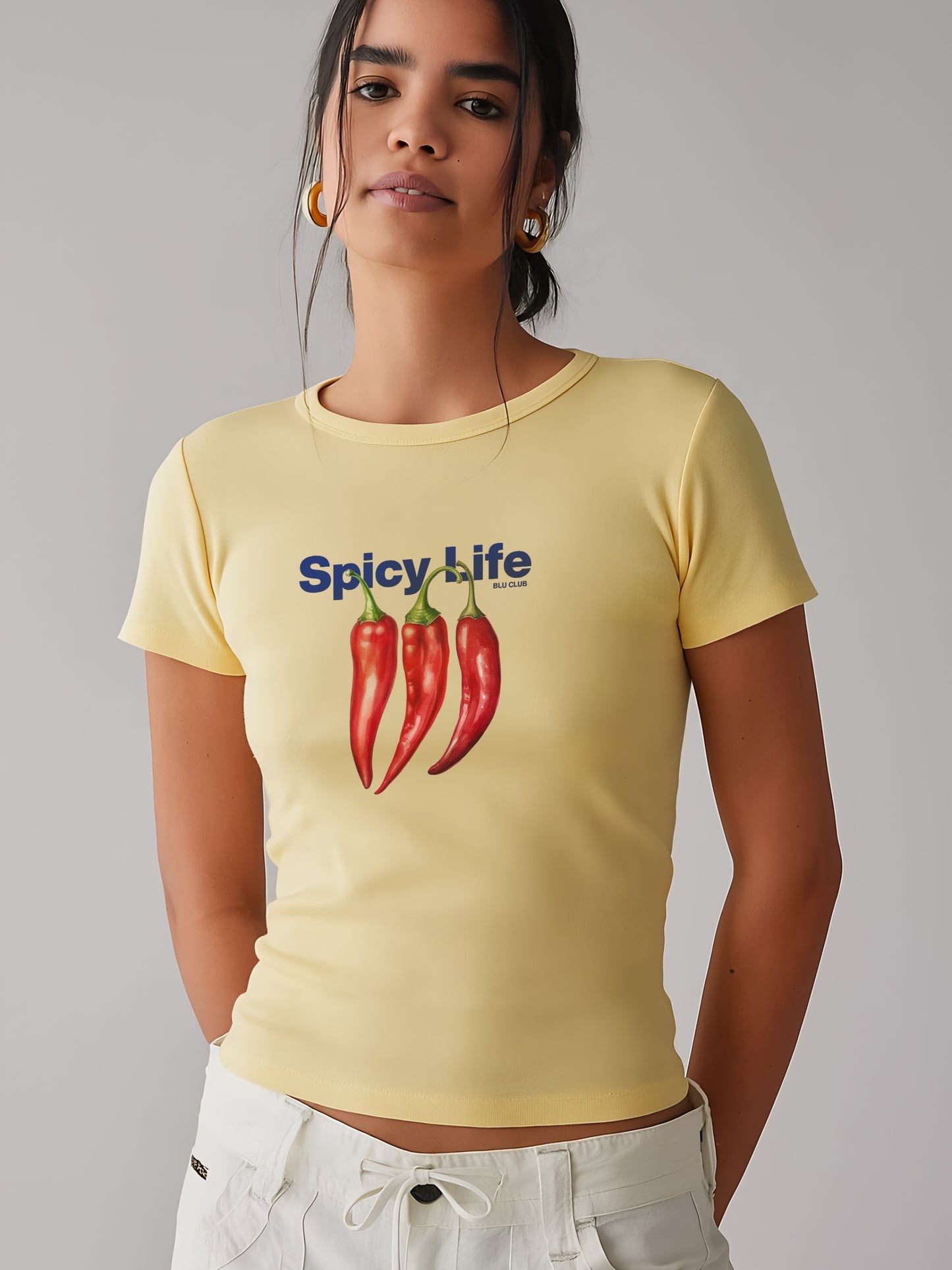 Spicy Life Crop T-Shirt-Yellow
