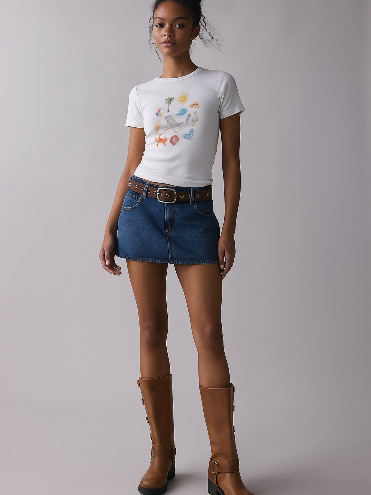 Beach essentials Crop T-Shirt- White