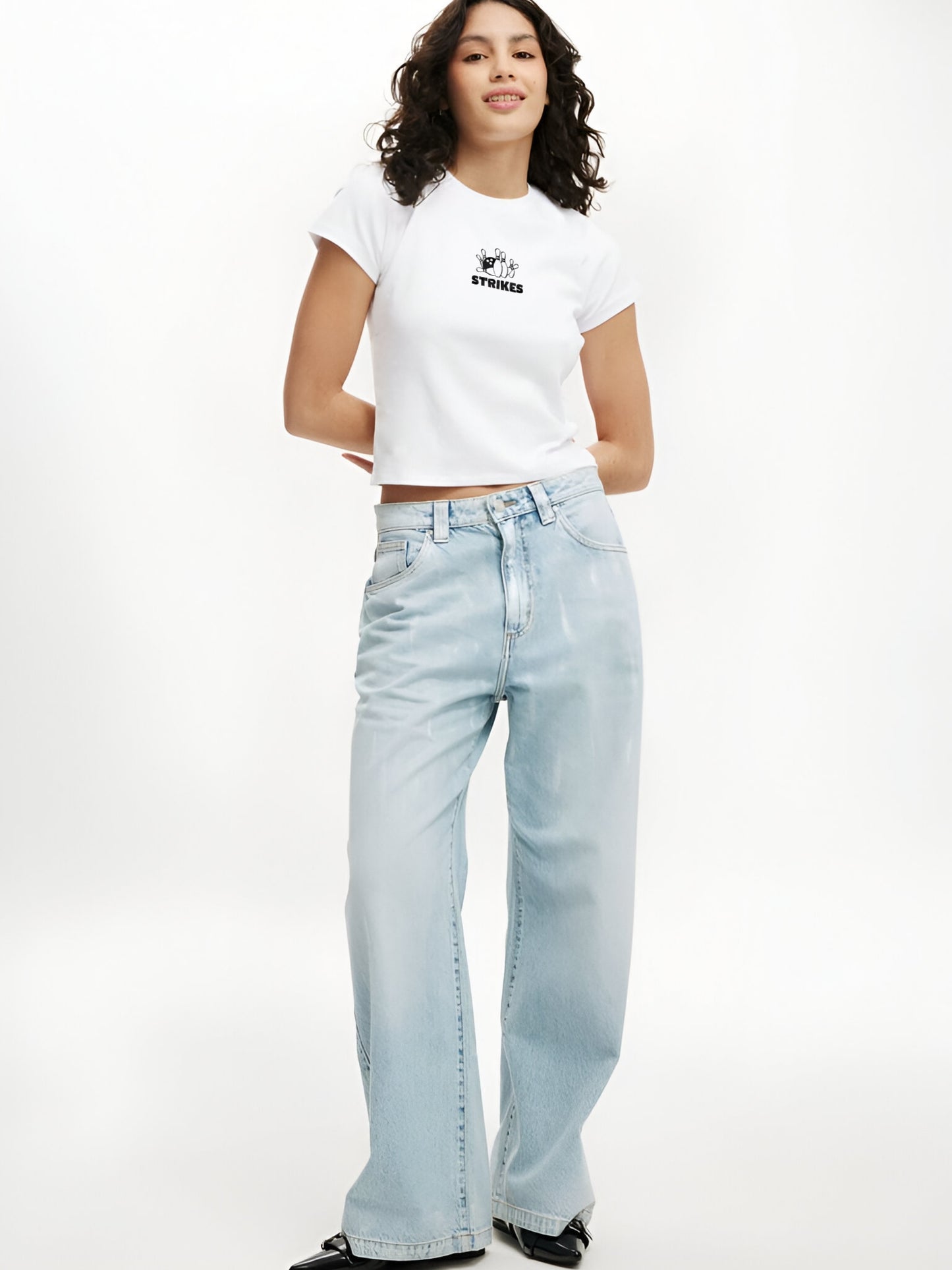 Strikes Crop T-Shirt- White