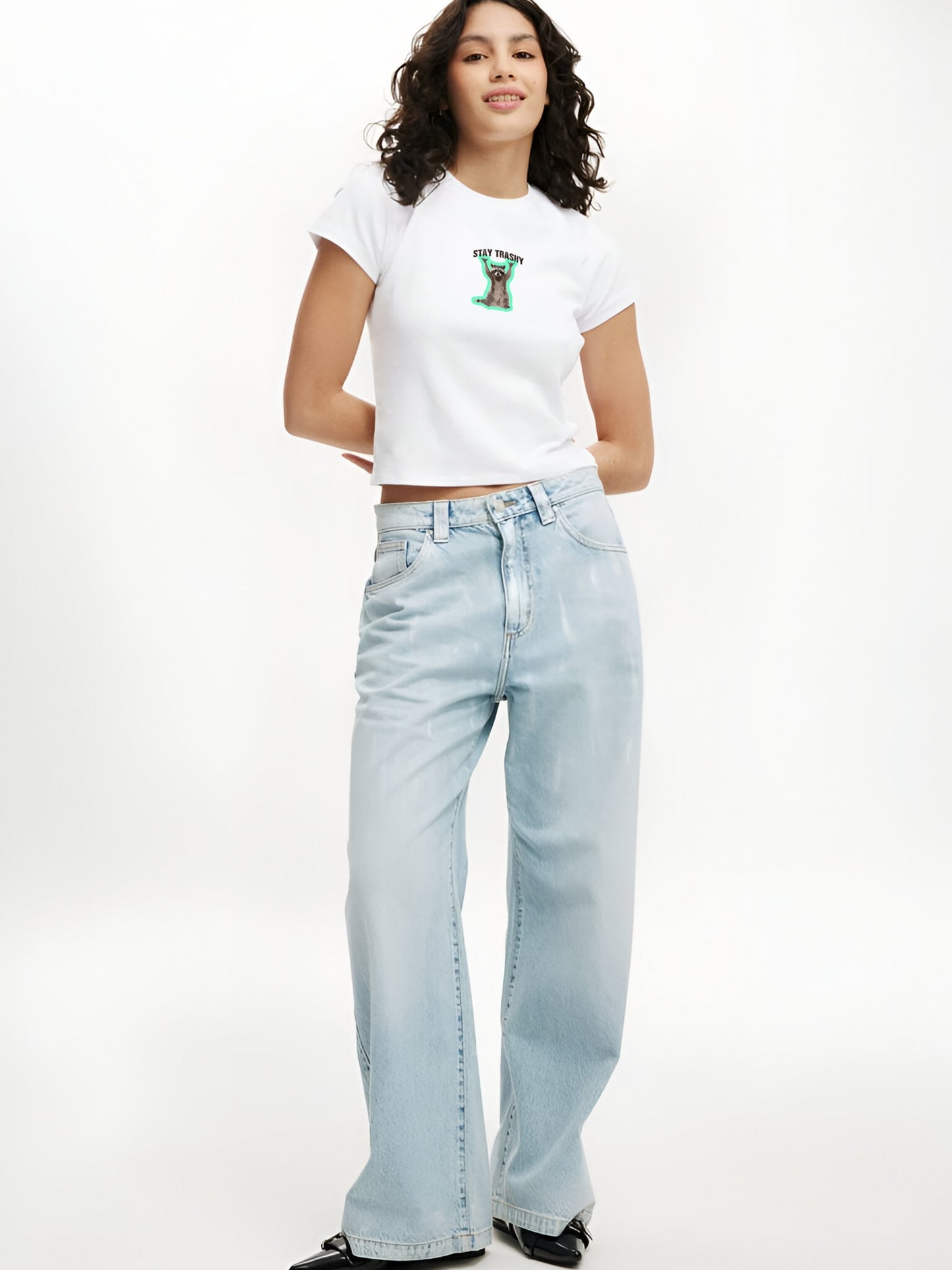 Stay Trashy Crop T-Shirt- White