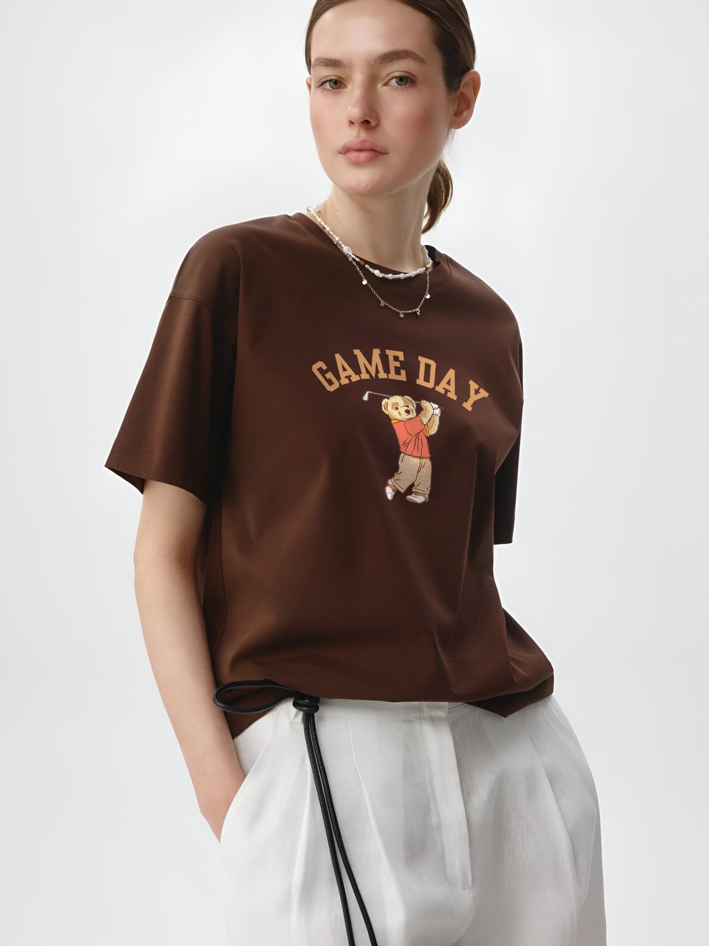 Game Day Oversized T-Shirt- Brown