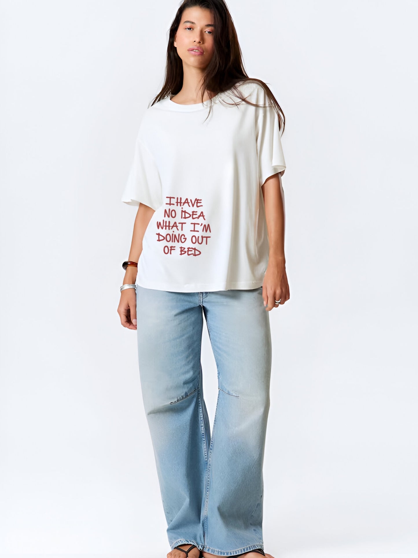 Out of bed Oversized T-Shirt- White