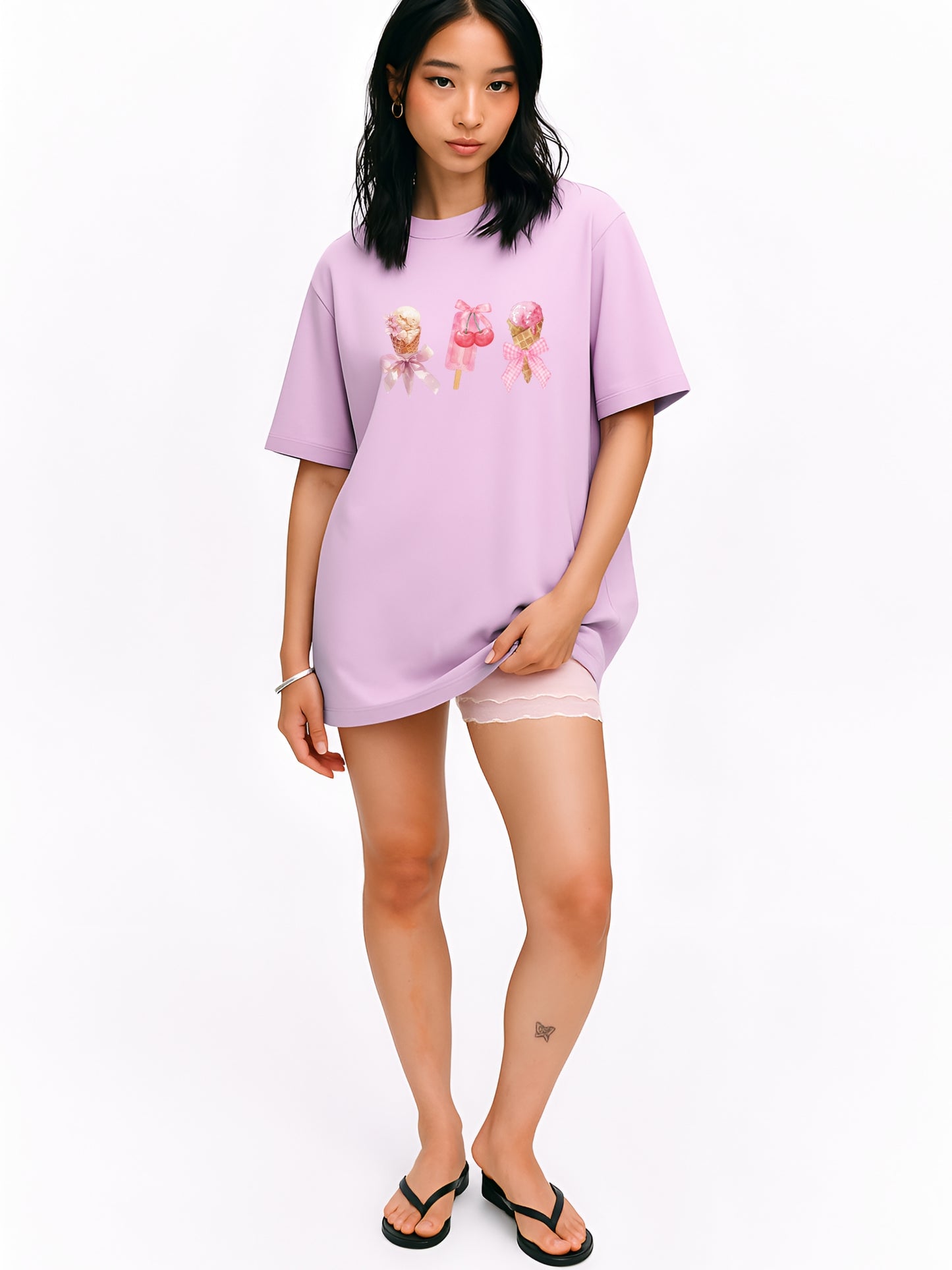Icecream Pookie Oversized T-Shirt- Lavender