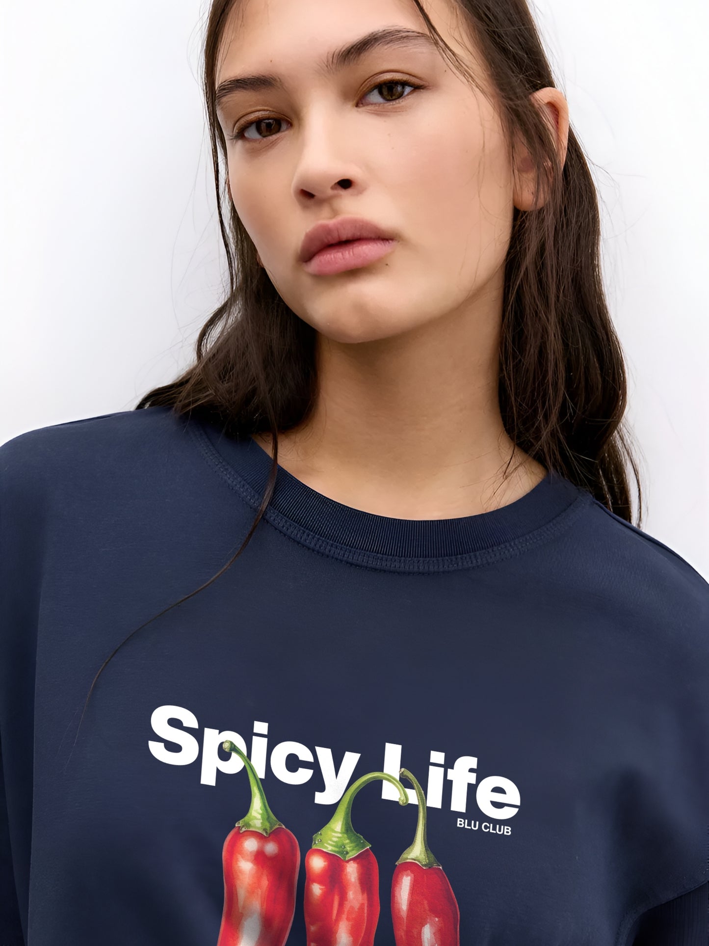 Spicy Life Oversized T-Shirt- Navy blue