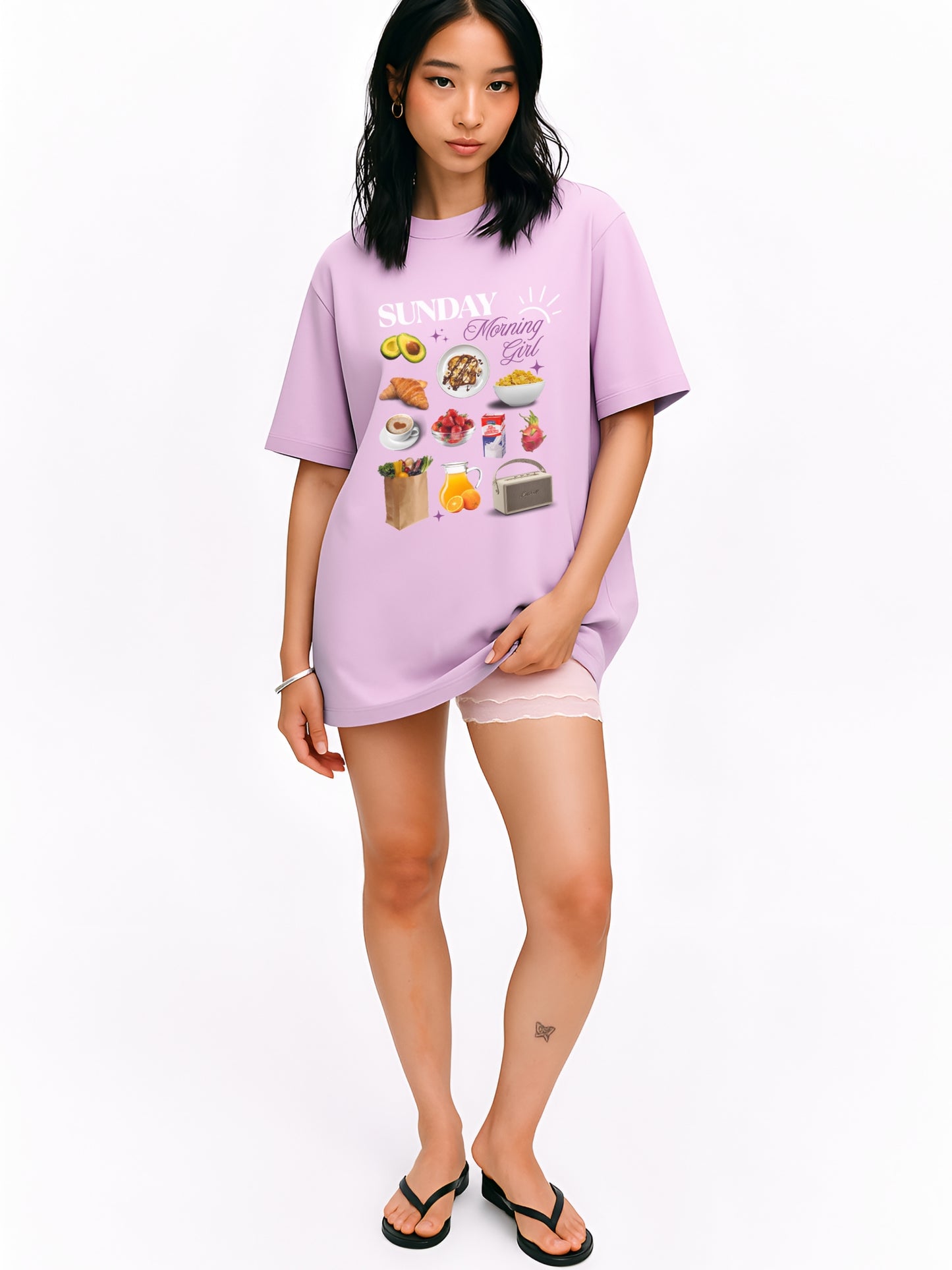 Sunday Morinig Girl Oversized T-Shirt- Lavender