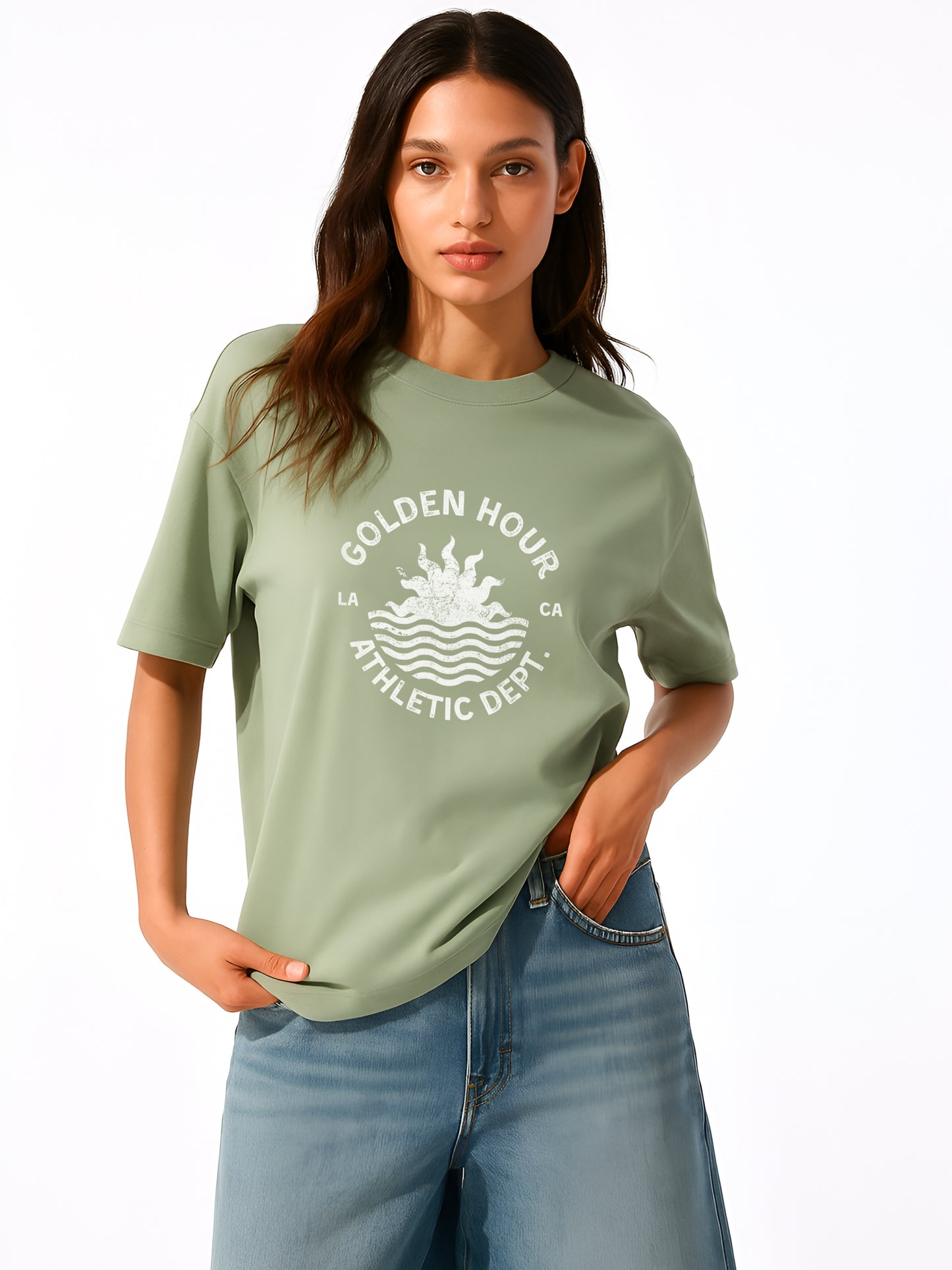 Golden Hour Athletics Oversized T-Shirt- Sage Green