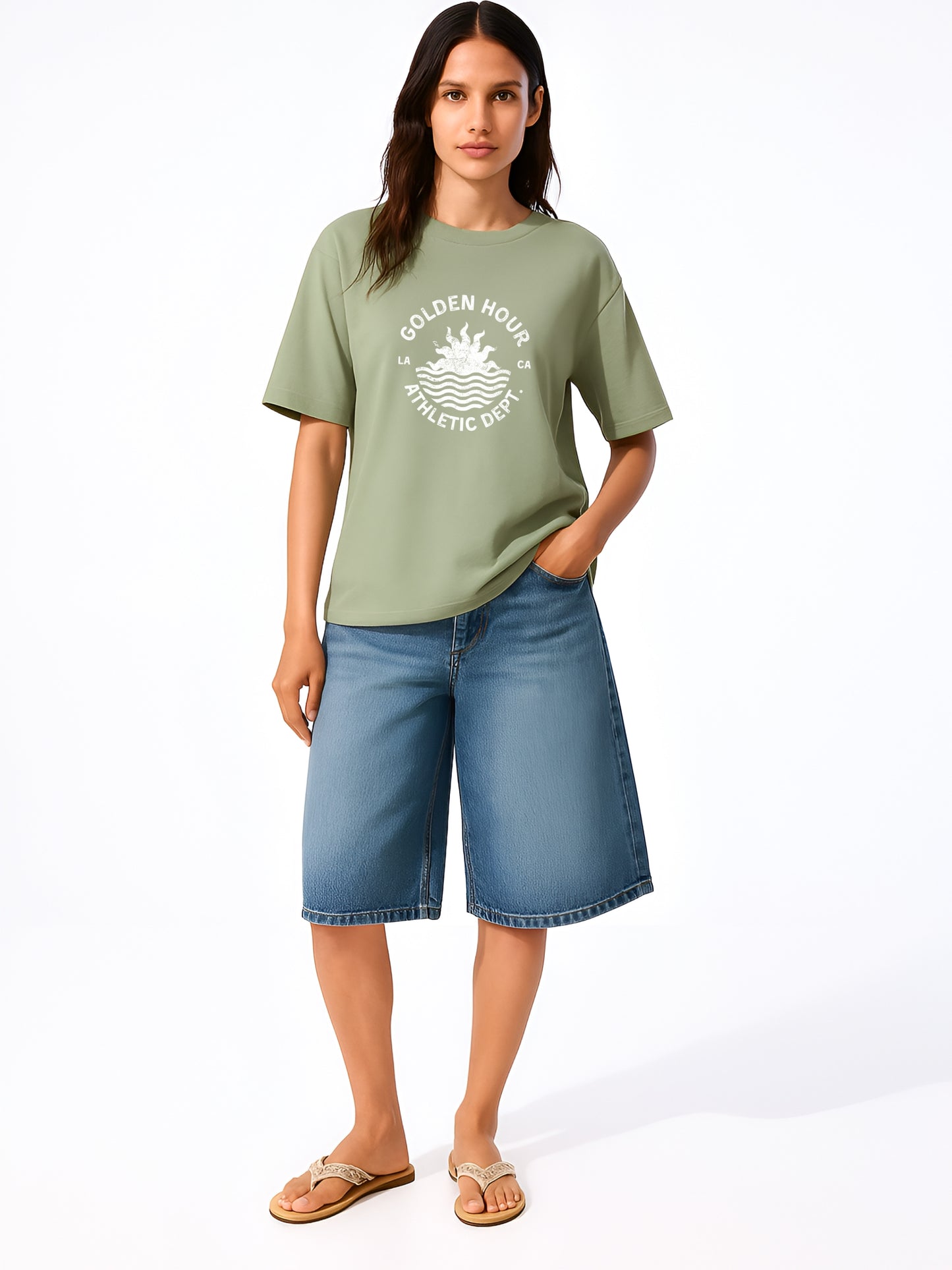 Golden Hour Athletics Oversized T-Shirt- Sage Green