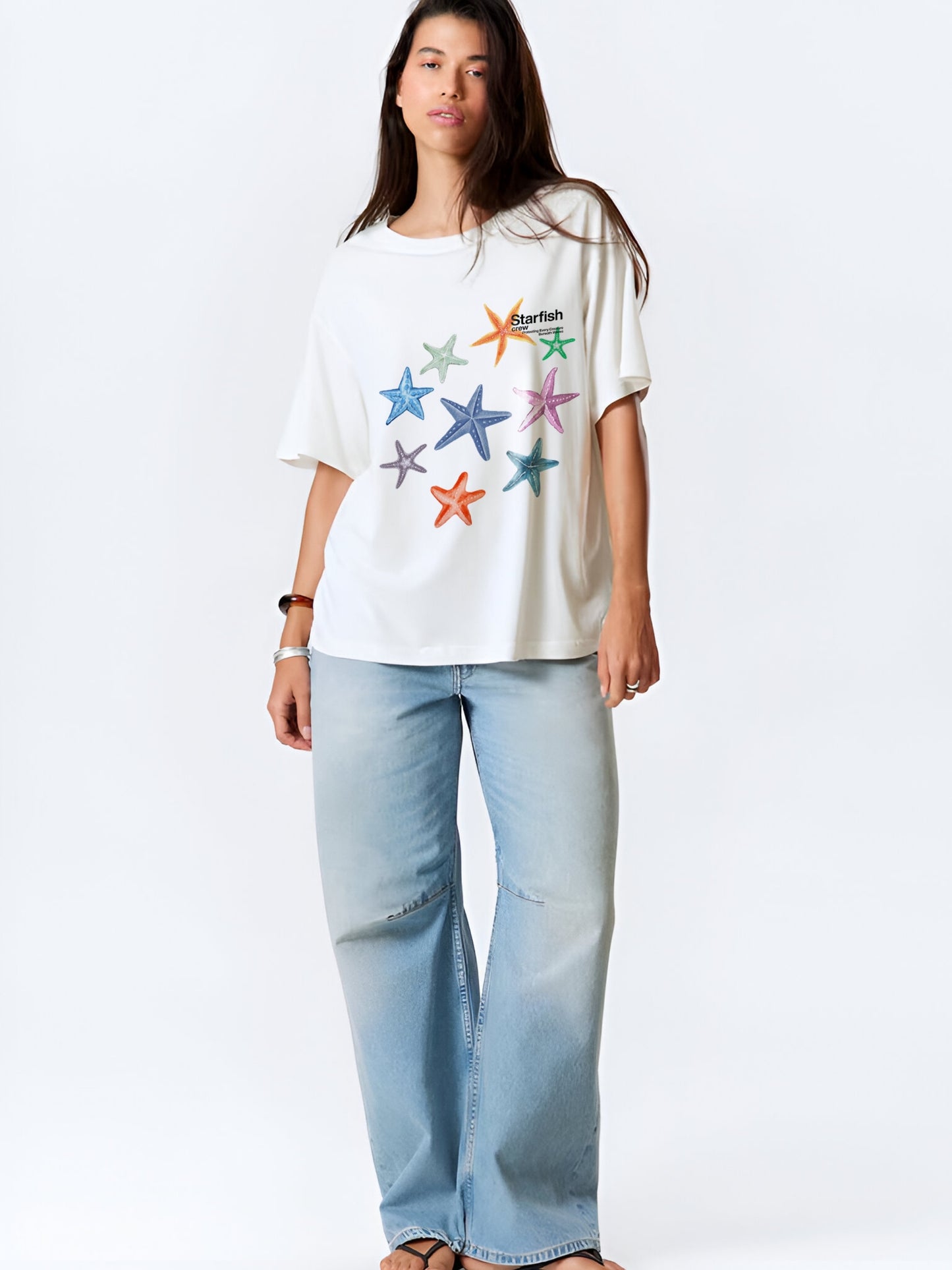 Starfish Crew Oversized T-Shirt- White