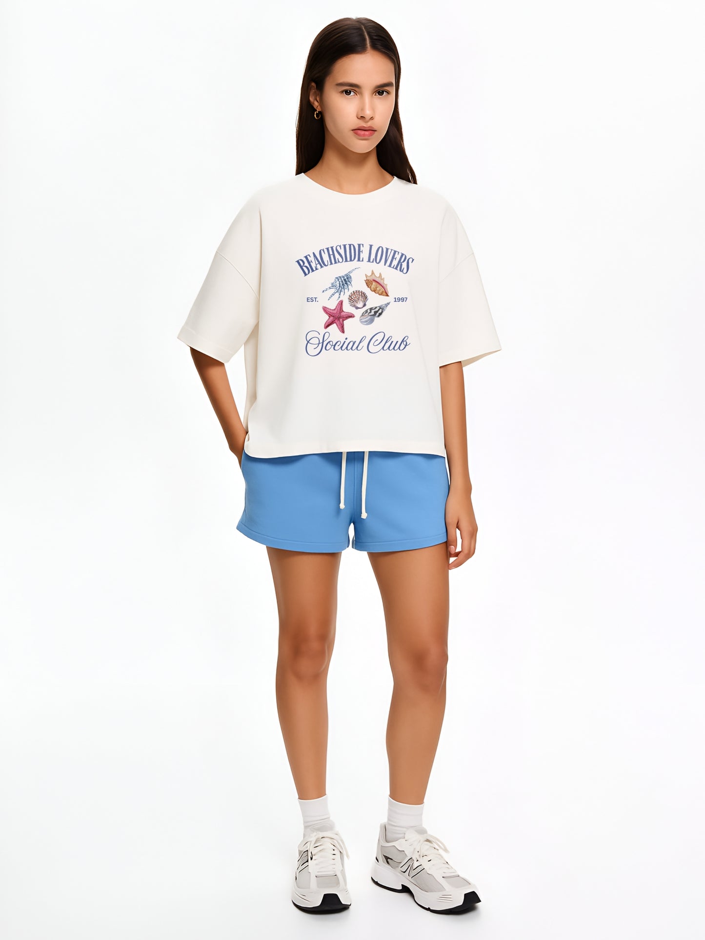Beachside Lovers Oversized T-Shirt- White