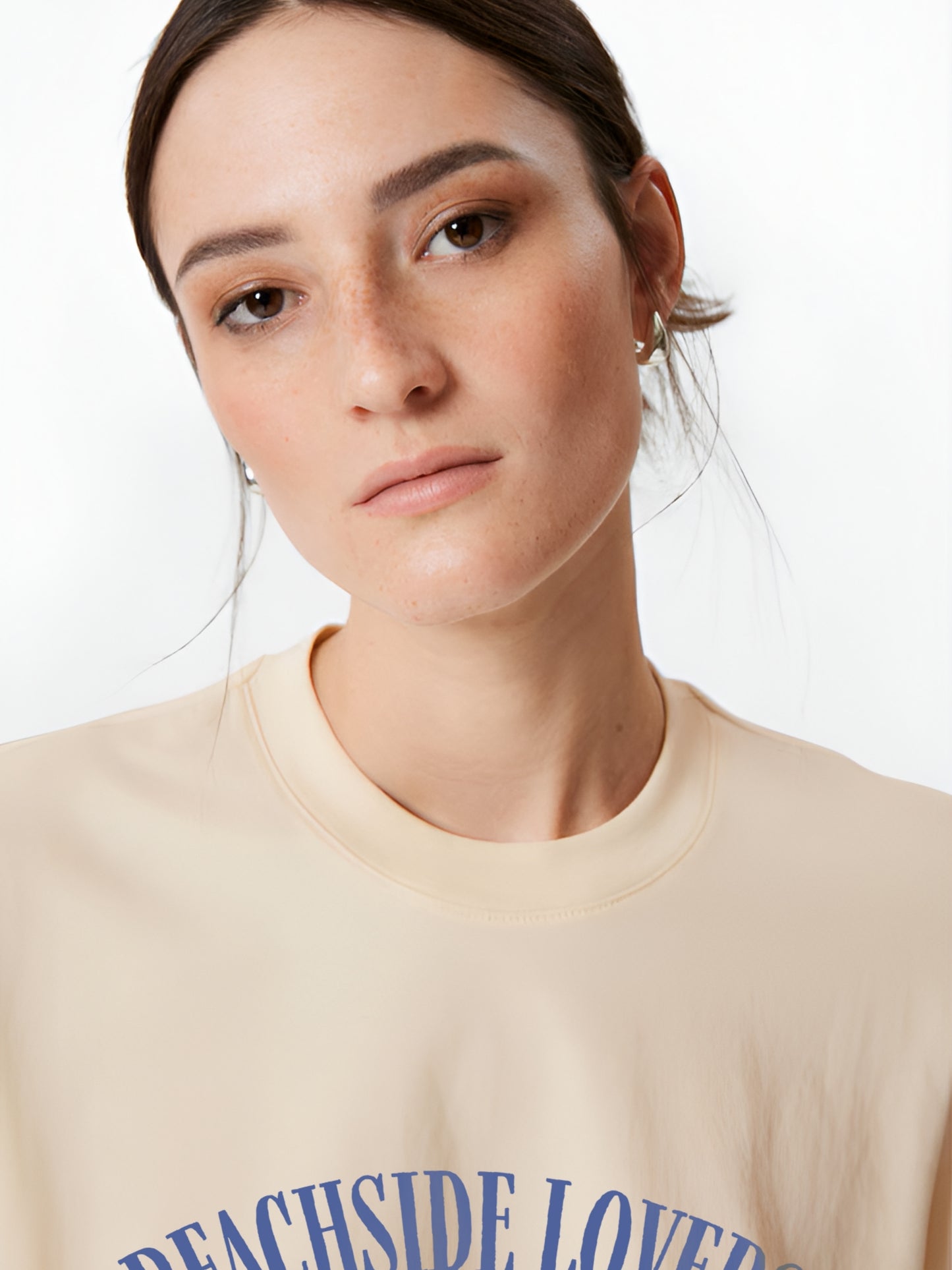 Beachside Lovers Oversized T-Shirt- Beige
