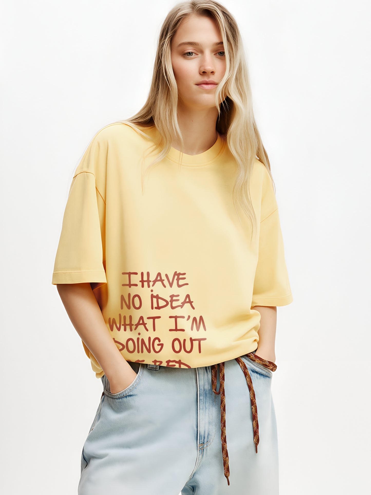 Out of bed Oversized T-Shirt- Yellow