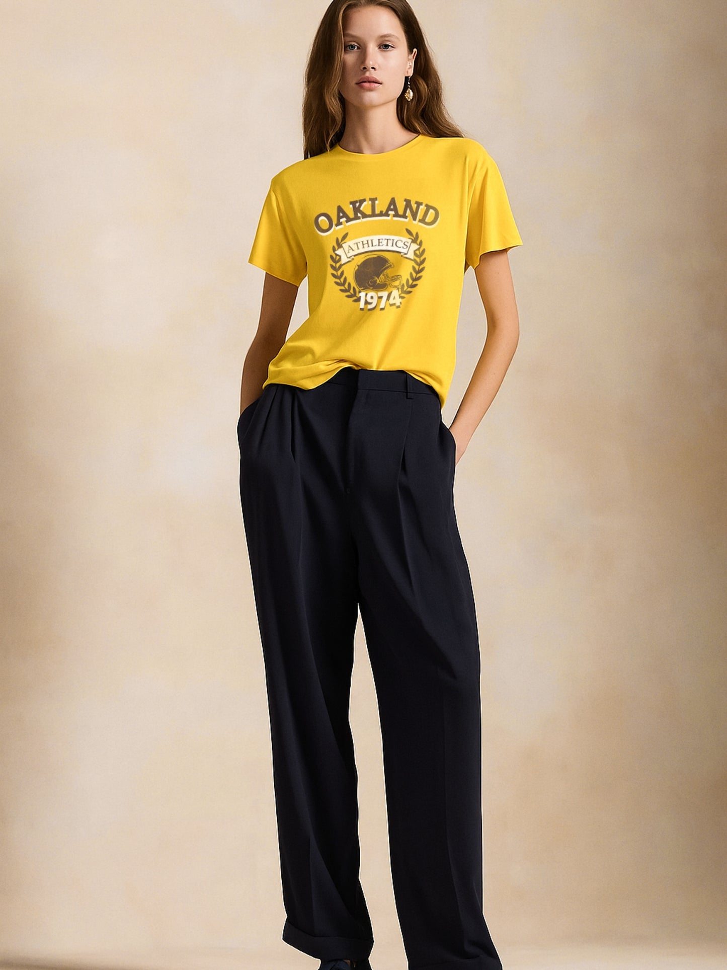 Oakland T-Shirt- Yellow Regular Fit T-Shirt
