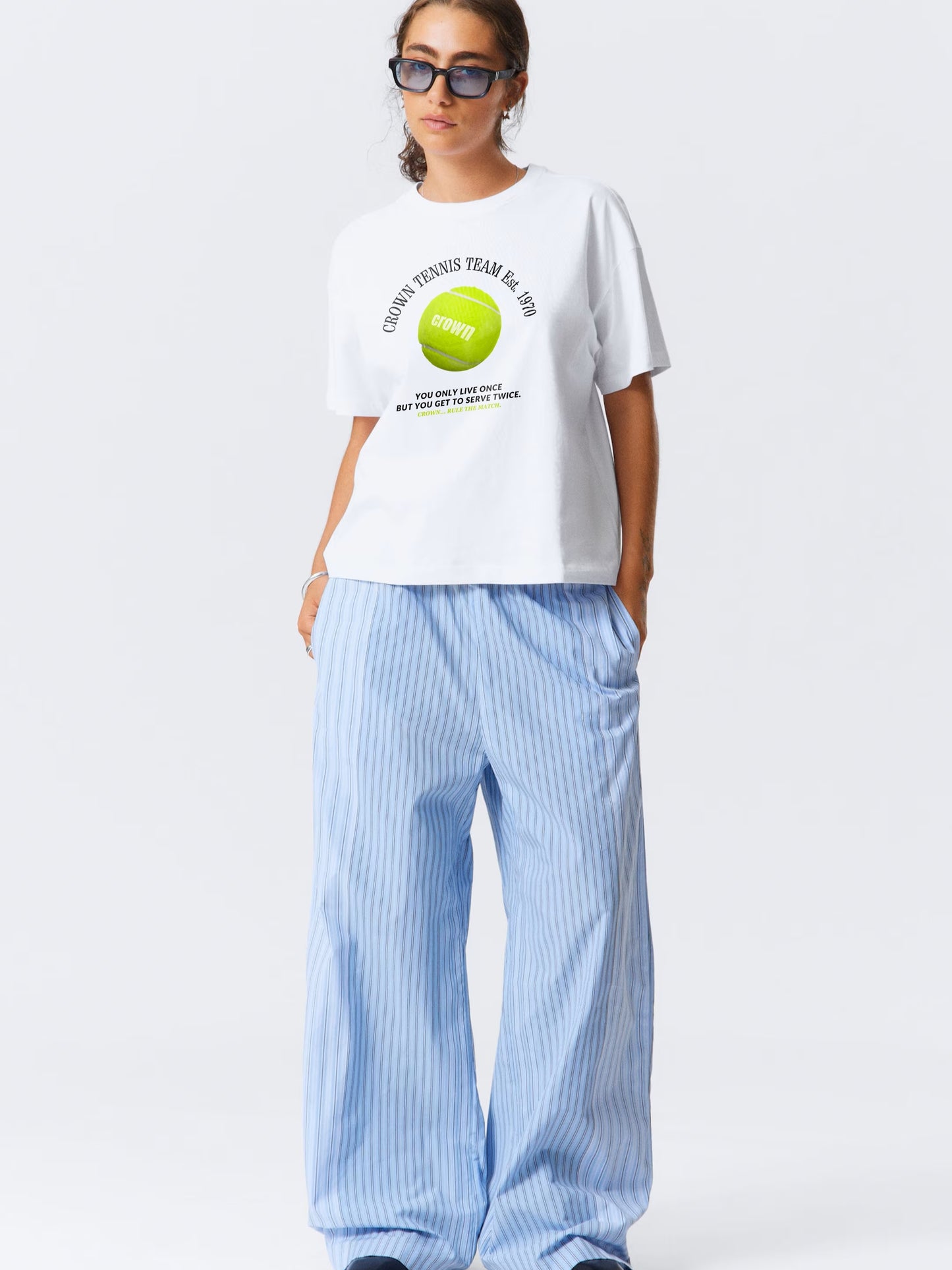 Crown Tennis Team T-Shirt- White Regular Fit T-Shirt