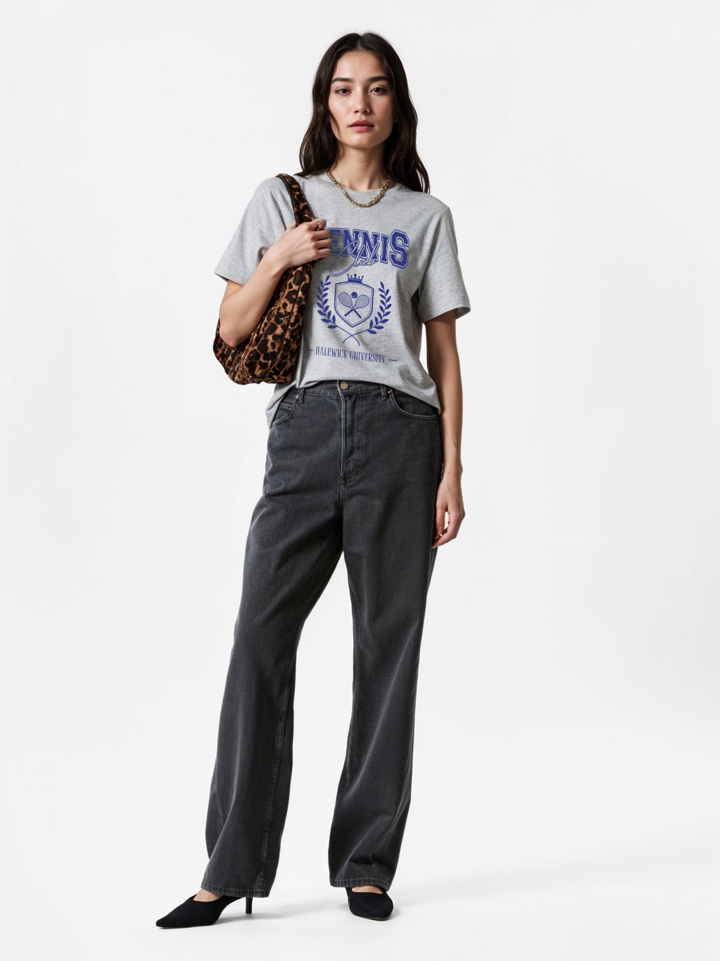 Tennis Club T-Shirt- Melange Grey Regular Fit T-Shirt