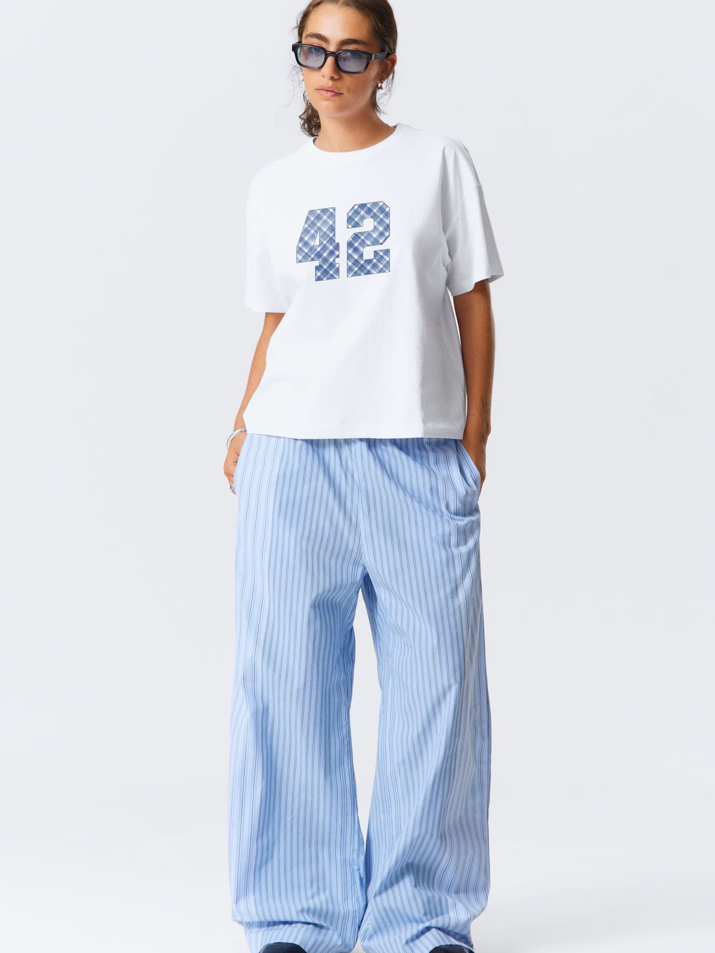 Checkered 42 T-Shirt- White Regular Fit T-Shirt
