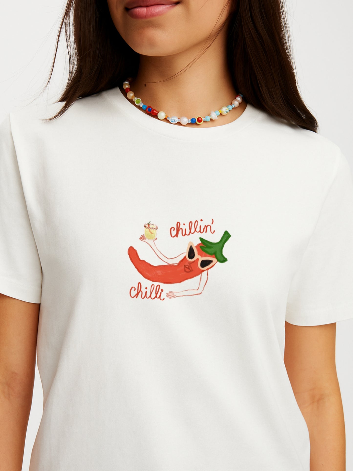Chilling Chilli T-Shirt- White Regular Fit T-Shirt