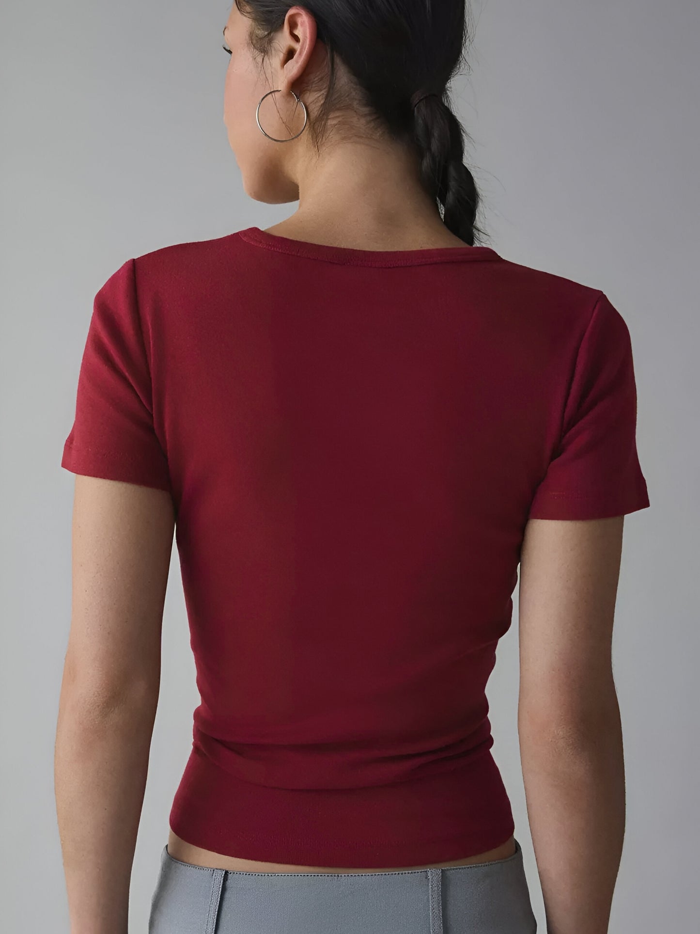 Red Crop Fitted T-Shirt