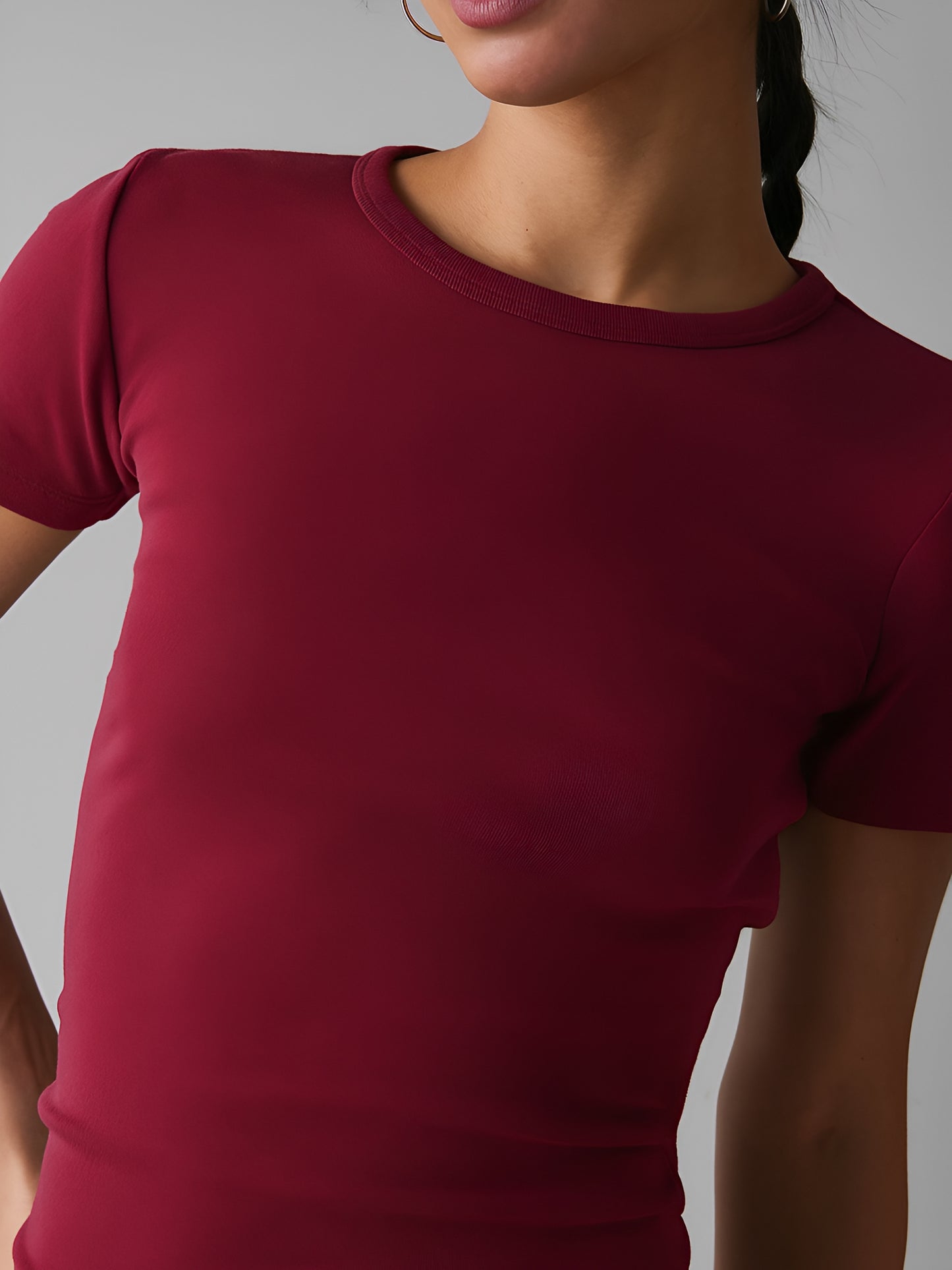 Red Crop Fitted T-Shirt