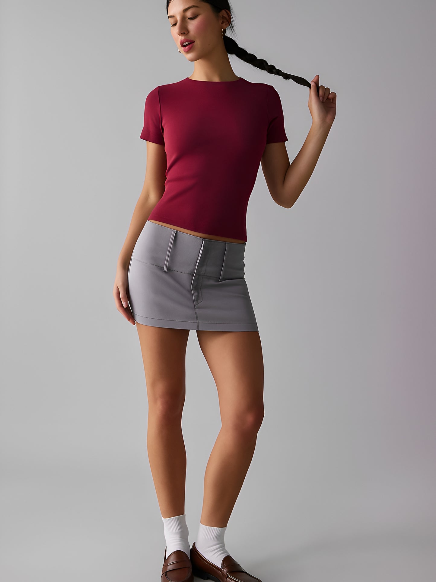 Red Crop Fitted T-Shirt
