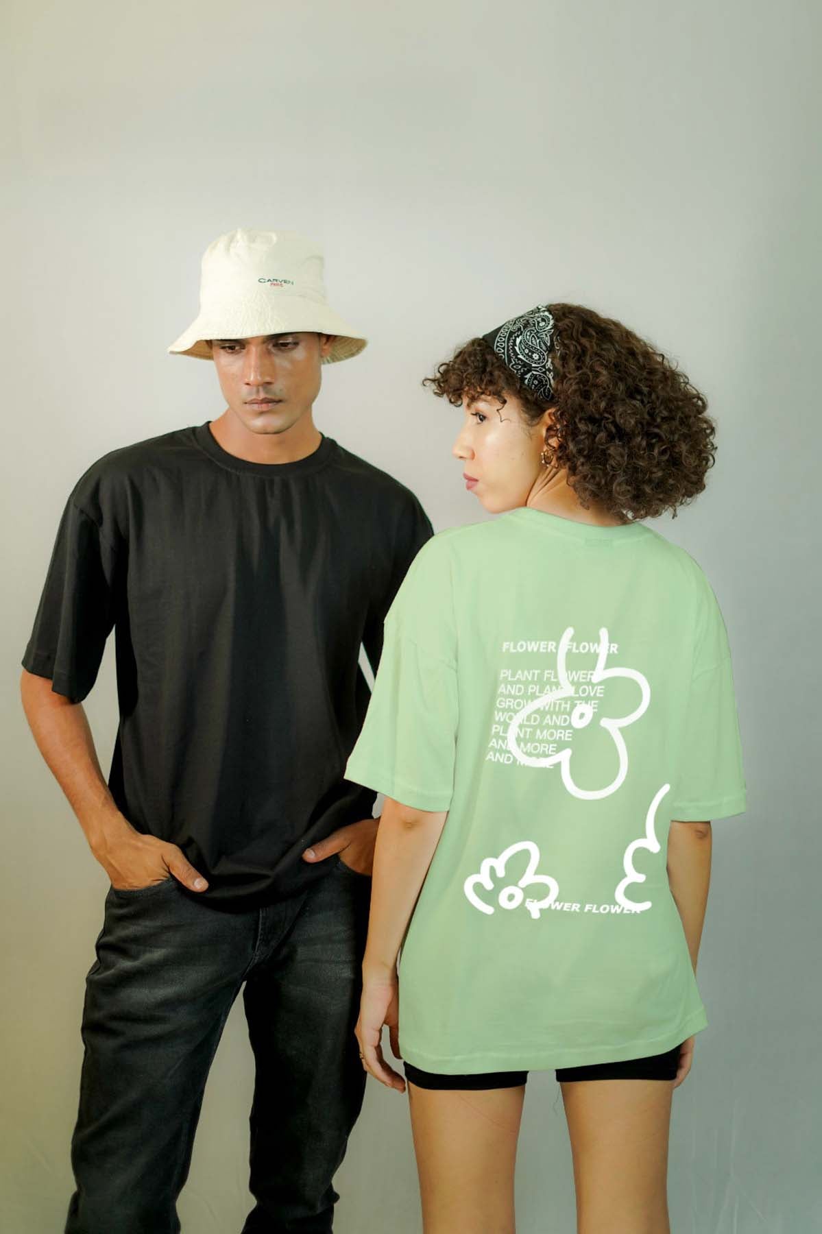 Flower Flower Oversized T-shirt-sage Green