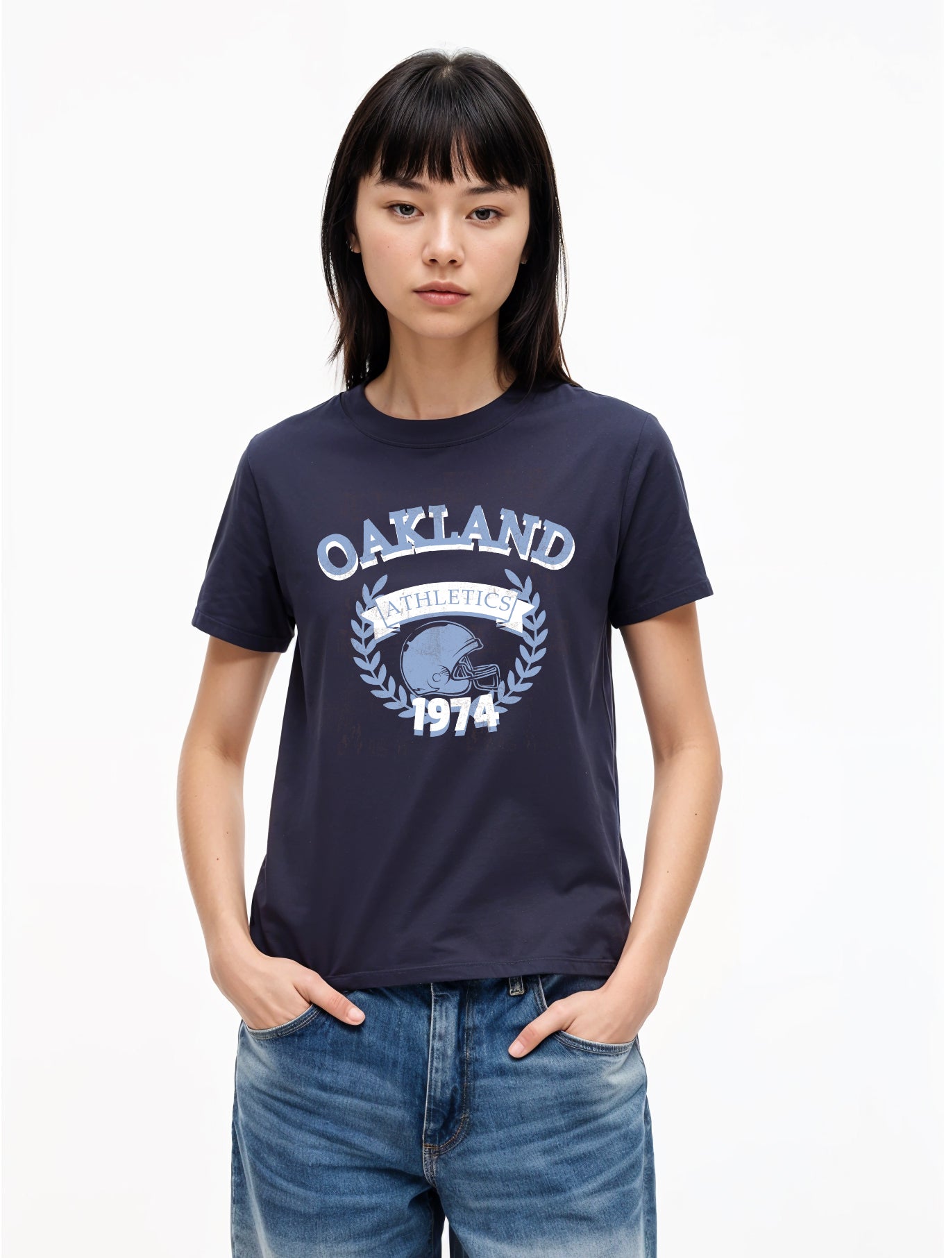Oakland T-Shirt- Navy blue Regular Fit T-Shirt