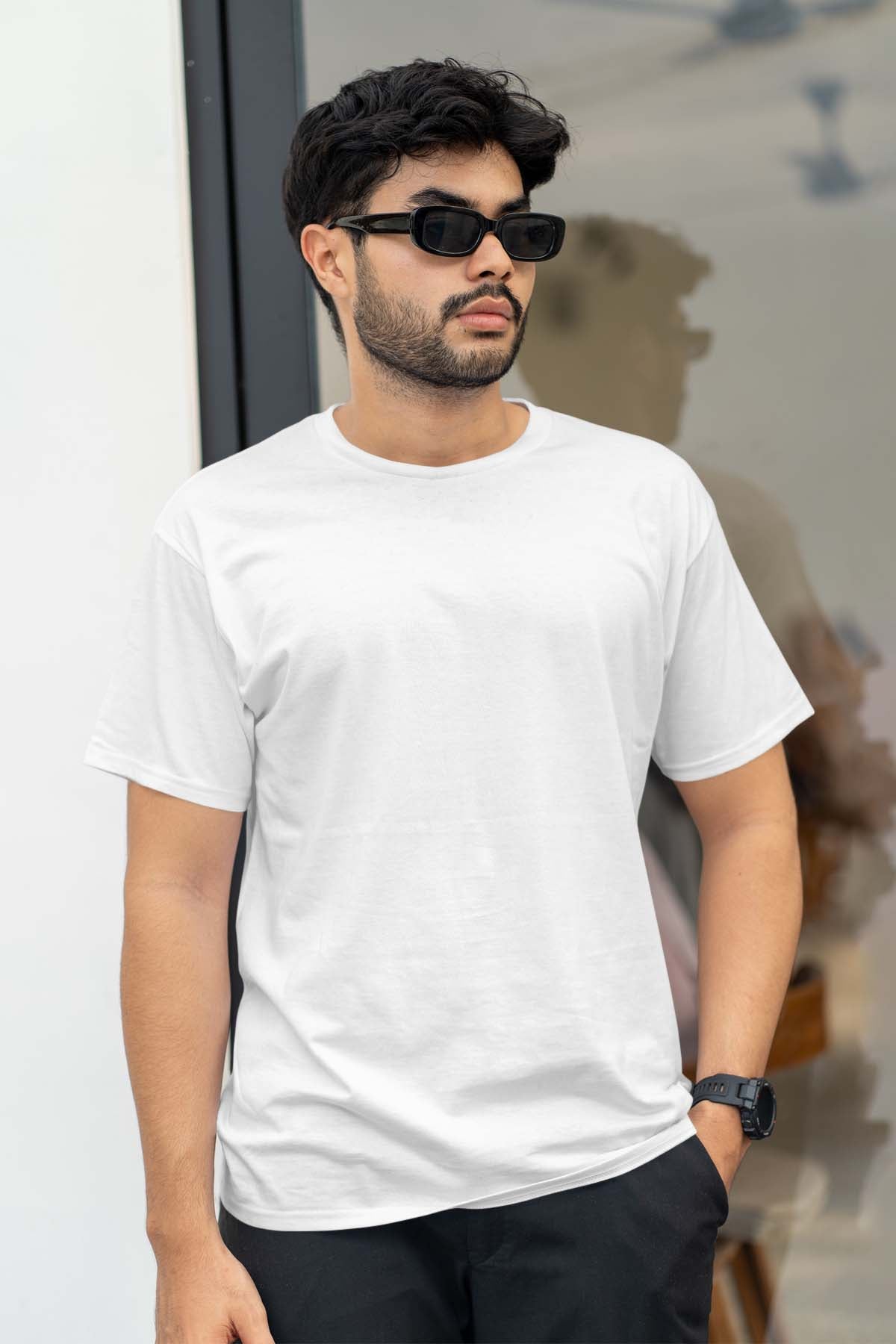 Black+White Plain Regular Fit T-Shirt (Combo of 2)