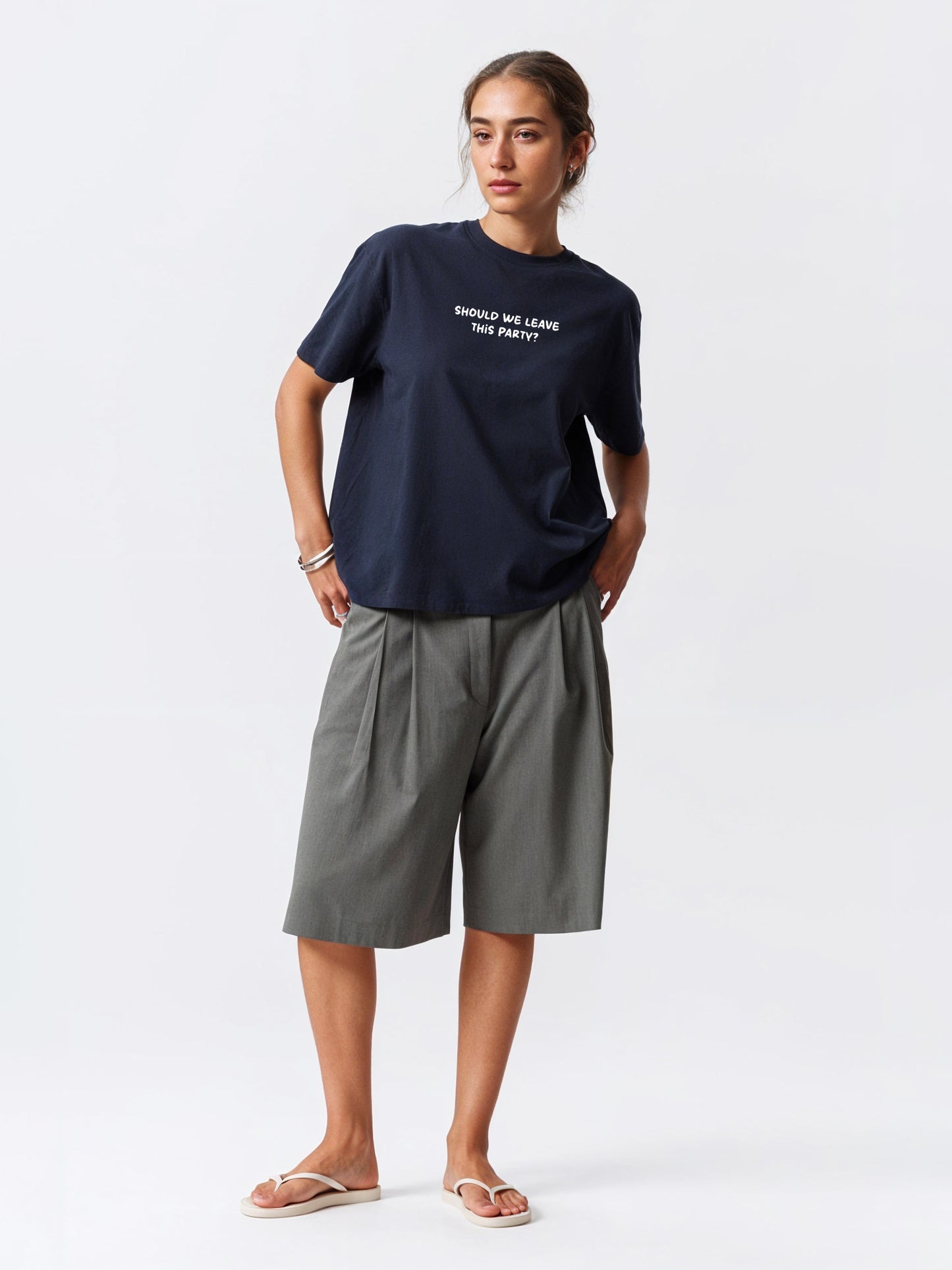 Leave this party T-Shirt- Navy blue Regular Fit T-Shirt