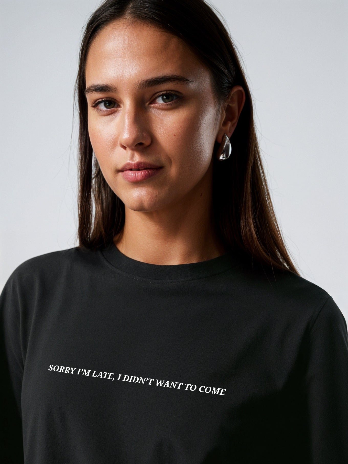 Sorry I'm Late T-Shirt- Black Regular Fit T-Shirt